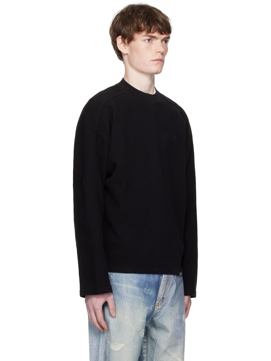 Black Waffle Long Sleeve T-shirt - 2