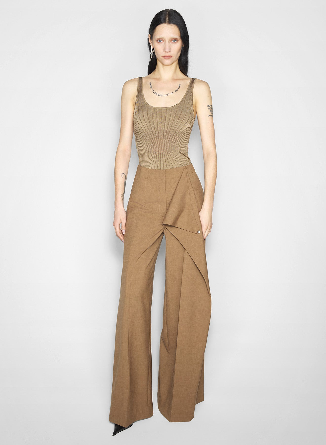beige sculpting knit tank top - 2