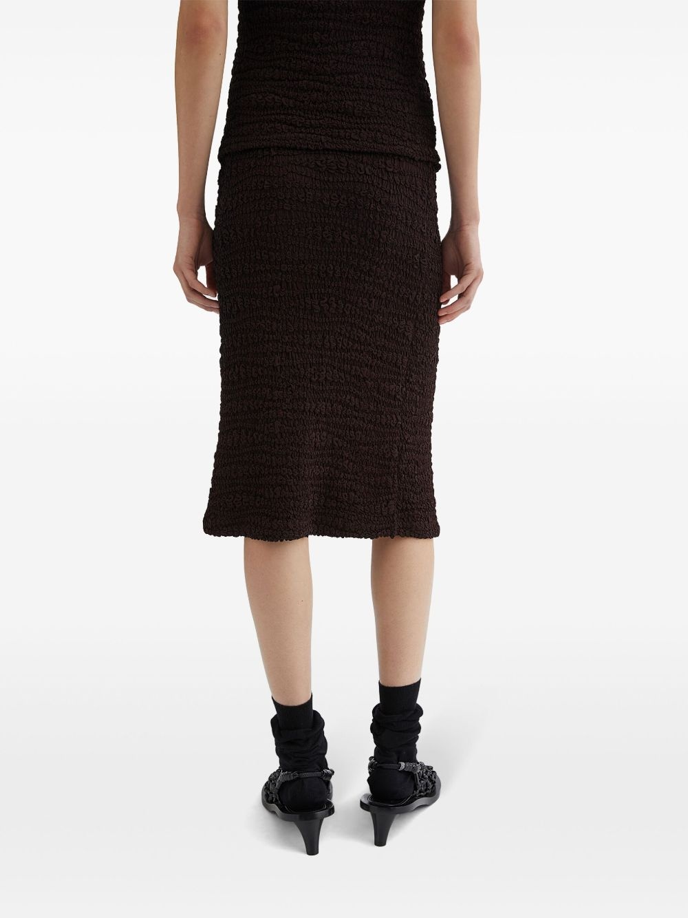 high-waist crinkled midi skirt - 4
