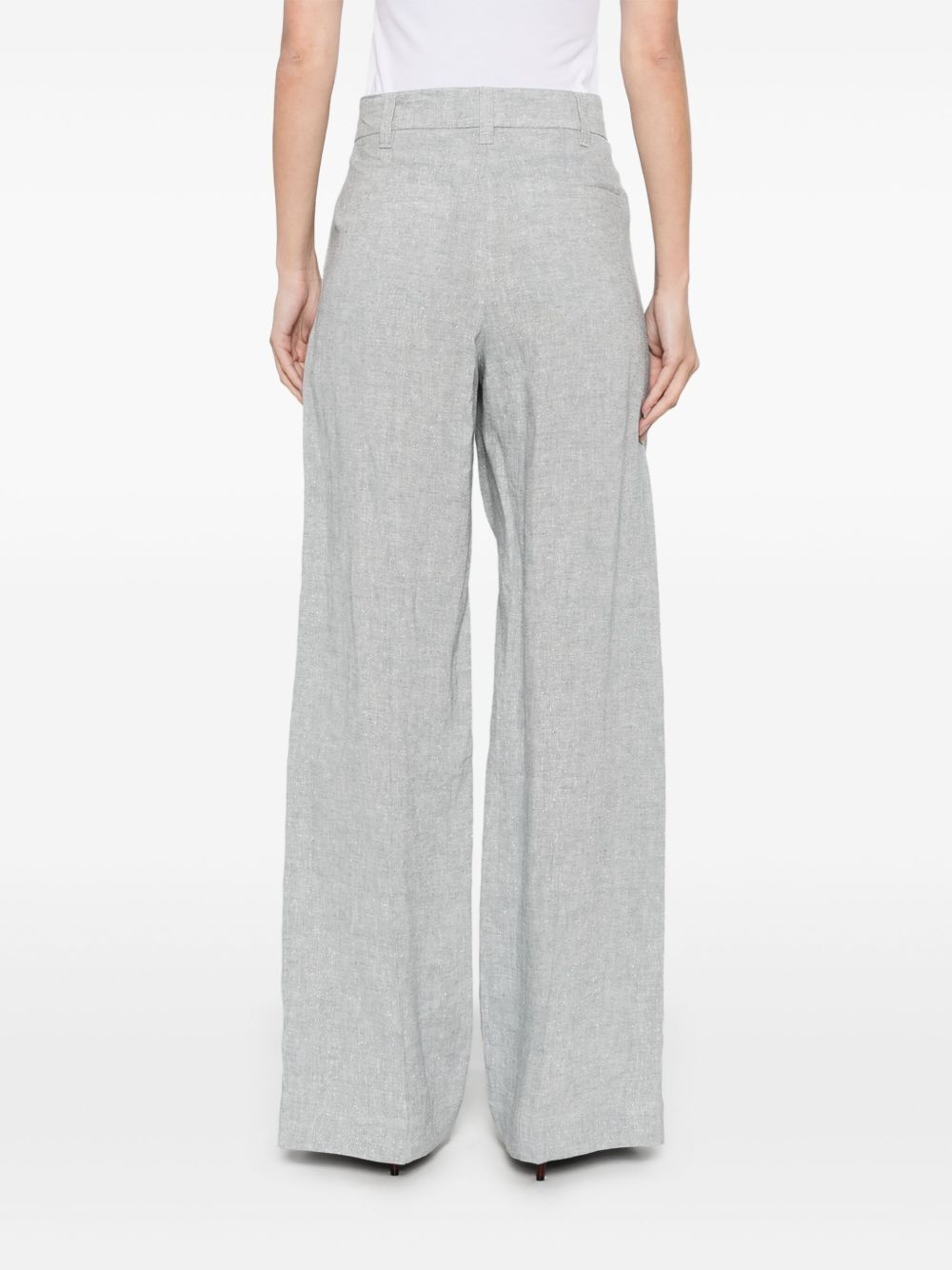 metallic-threading trousers - 4
