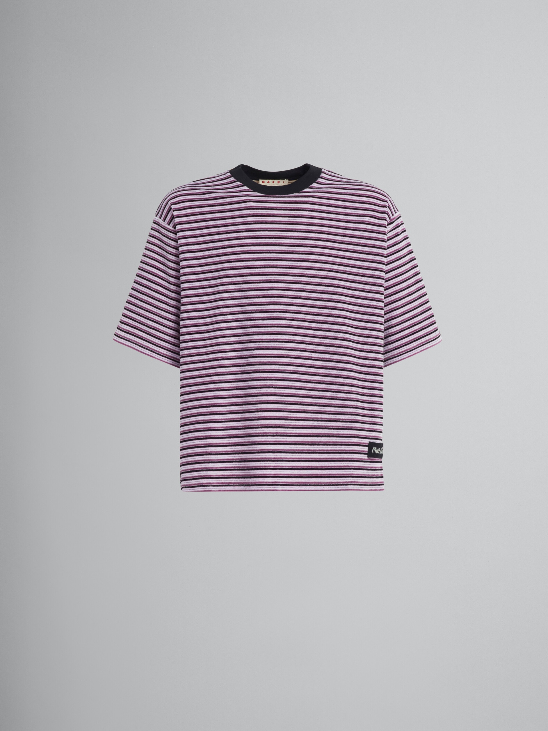 STRIPED VELOUR SHORT-SLEEVED T-SHIRT - 1