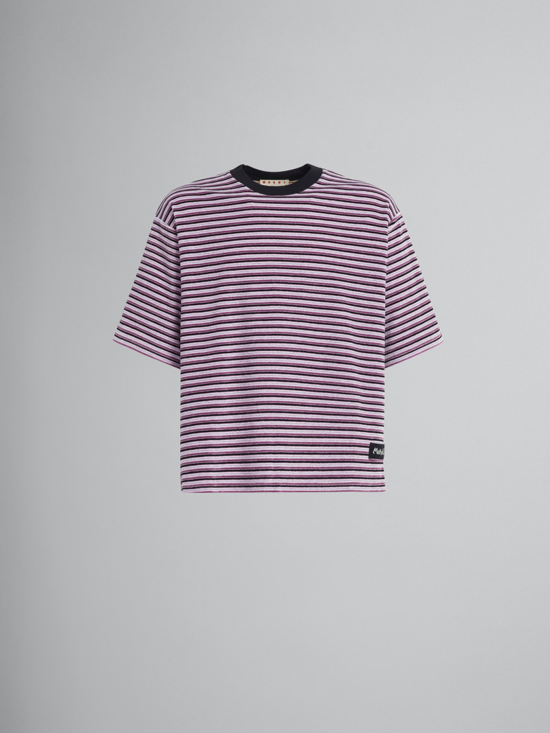 STRIPED VELOUR SHORT-SLEEVED T-SHIRT 1