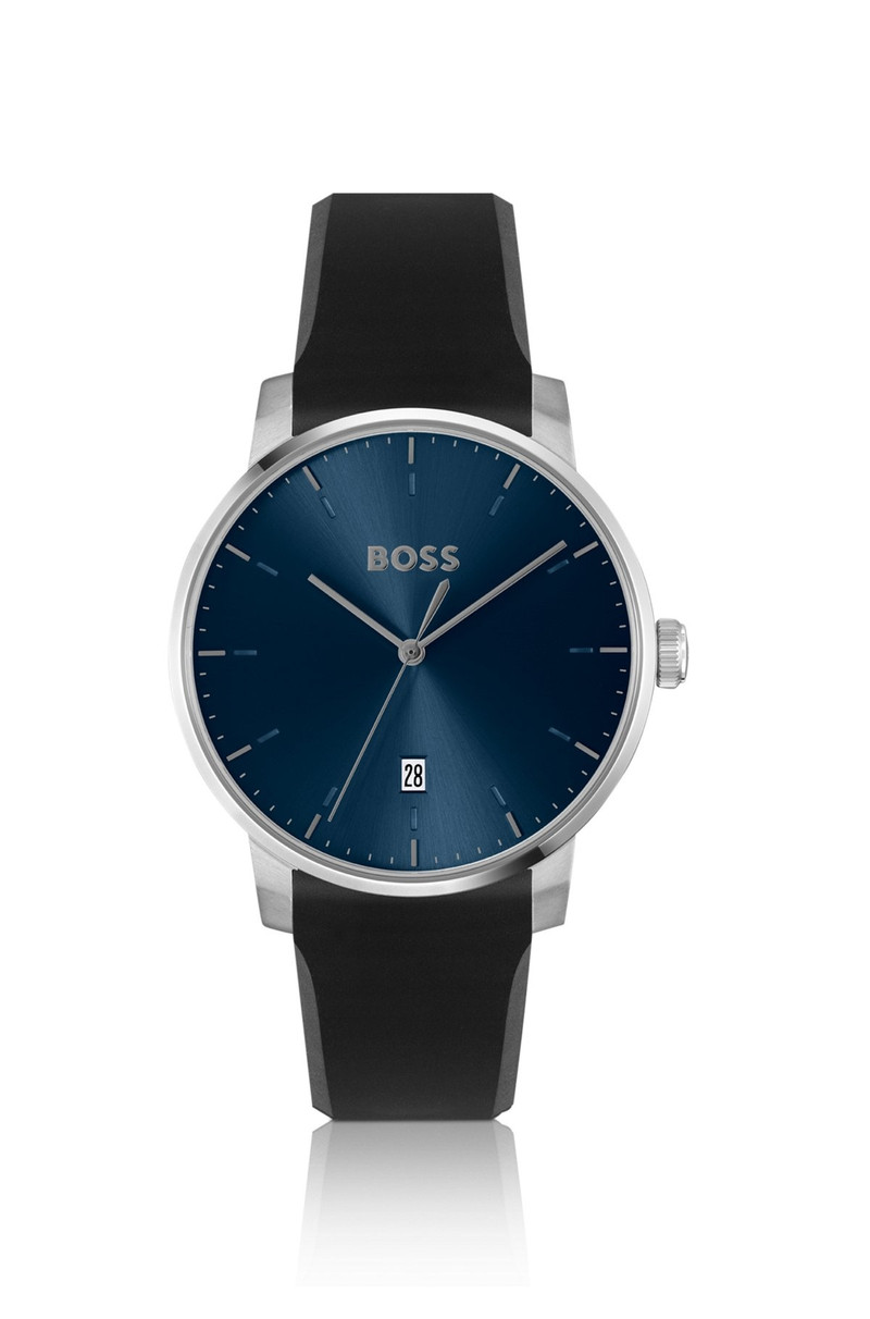 SILICONE-STRAP WATCH WITH BLUE DIAL 1