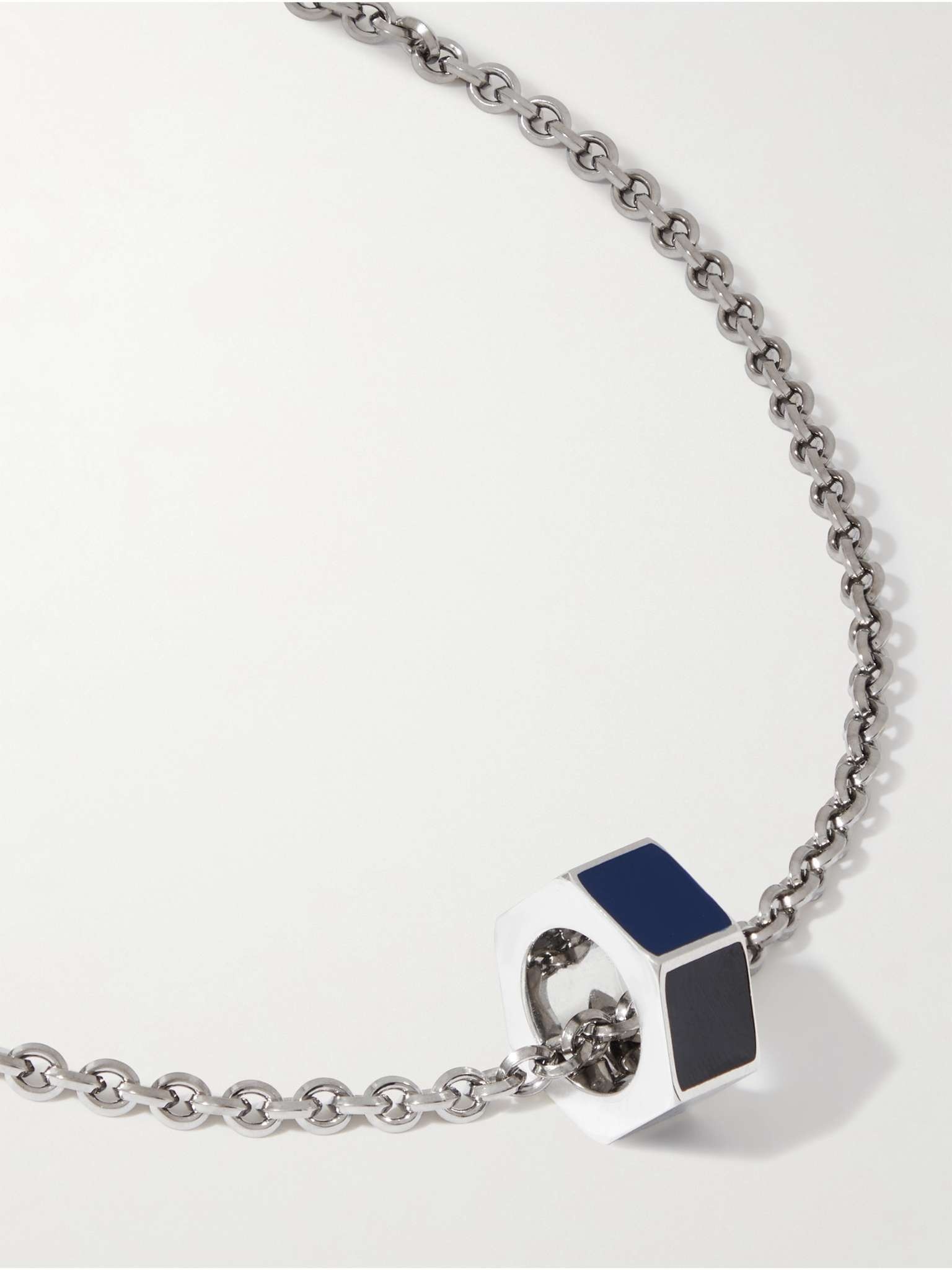Platinum-Plated Silver Enamel Pendant Necklace - 1