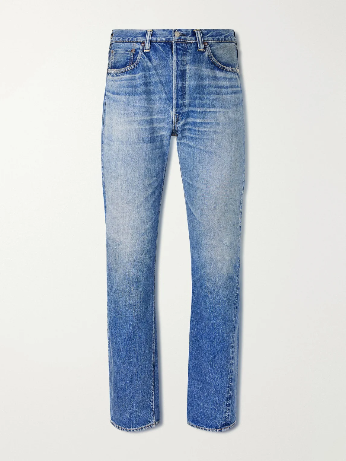 Dartford 1341-1101 Straight-Leg Distressed Selvedge Jeans - 1