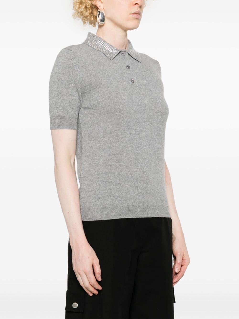 stud embellished knitted top - 3