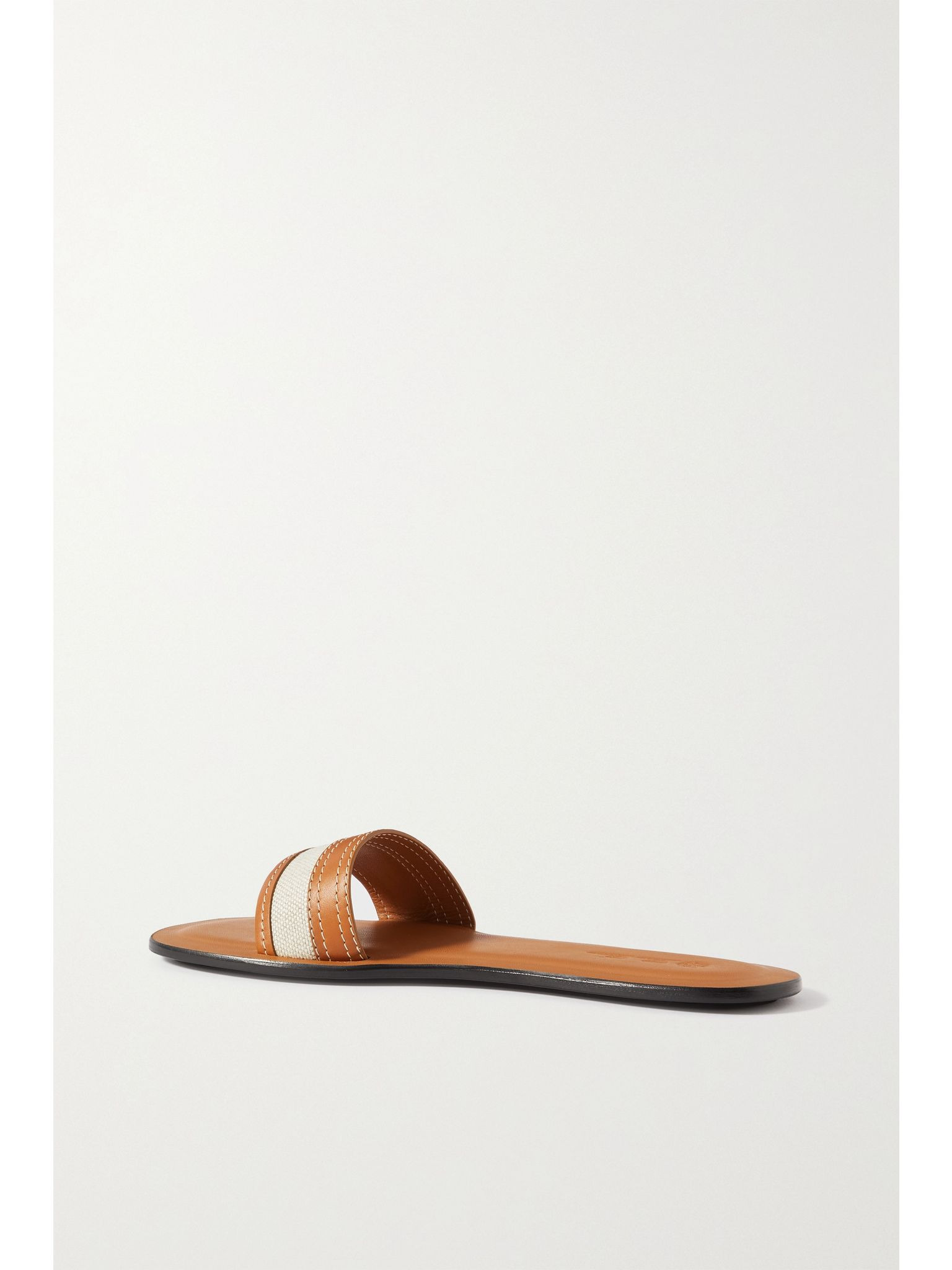 Tiki leather and canvas slides Tan - 3