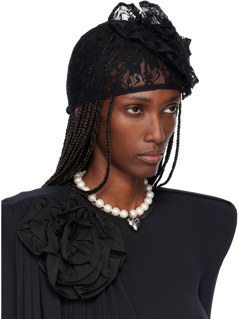 VAQUERA Black Lace Flower Beanie outlook