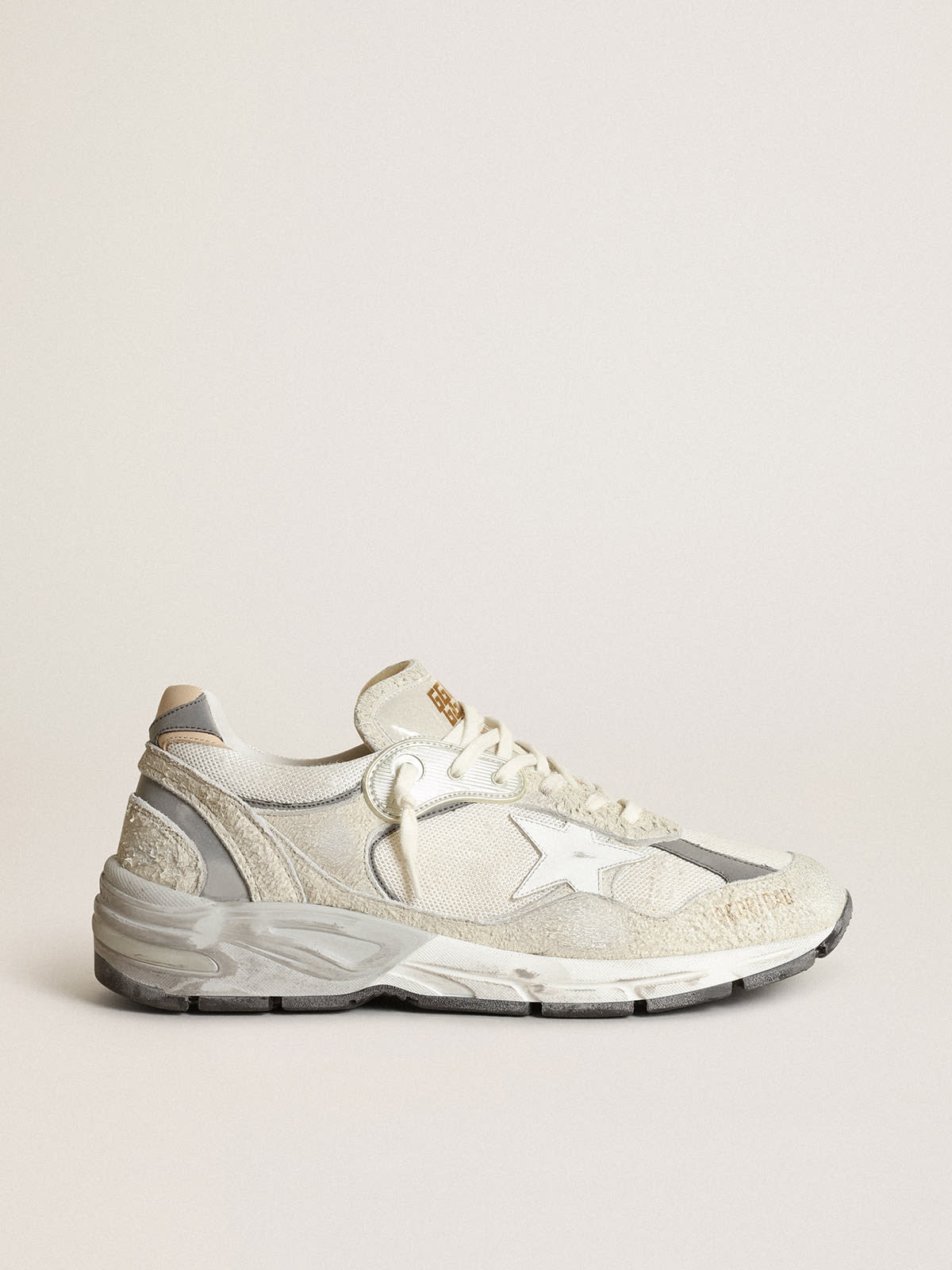 Dad-Star sneakers in white mesh and suede with white leather star and beige leather heel tab - 1