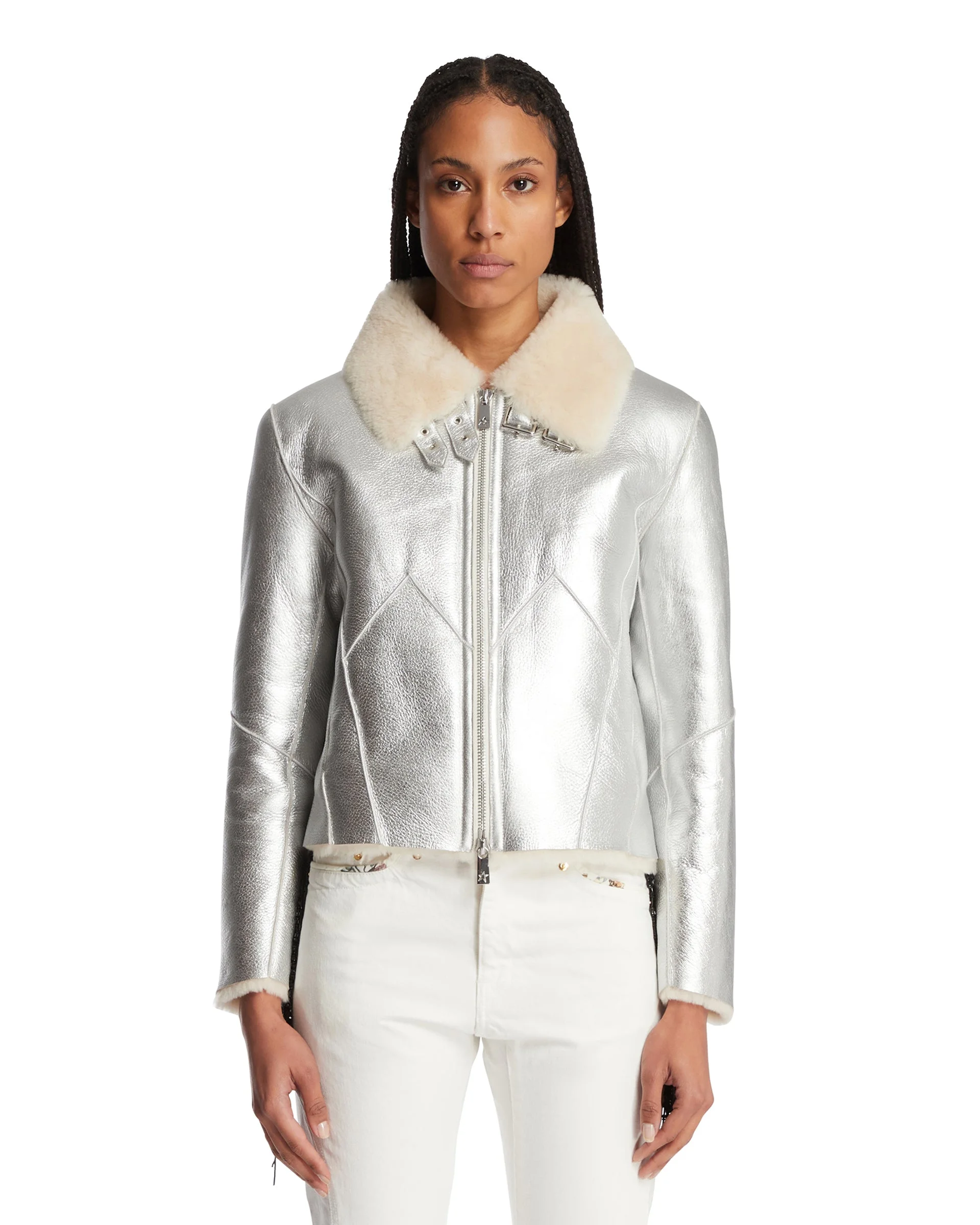 Silver Shearling Jacket - 1
