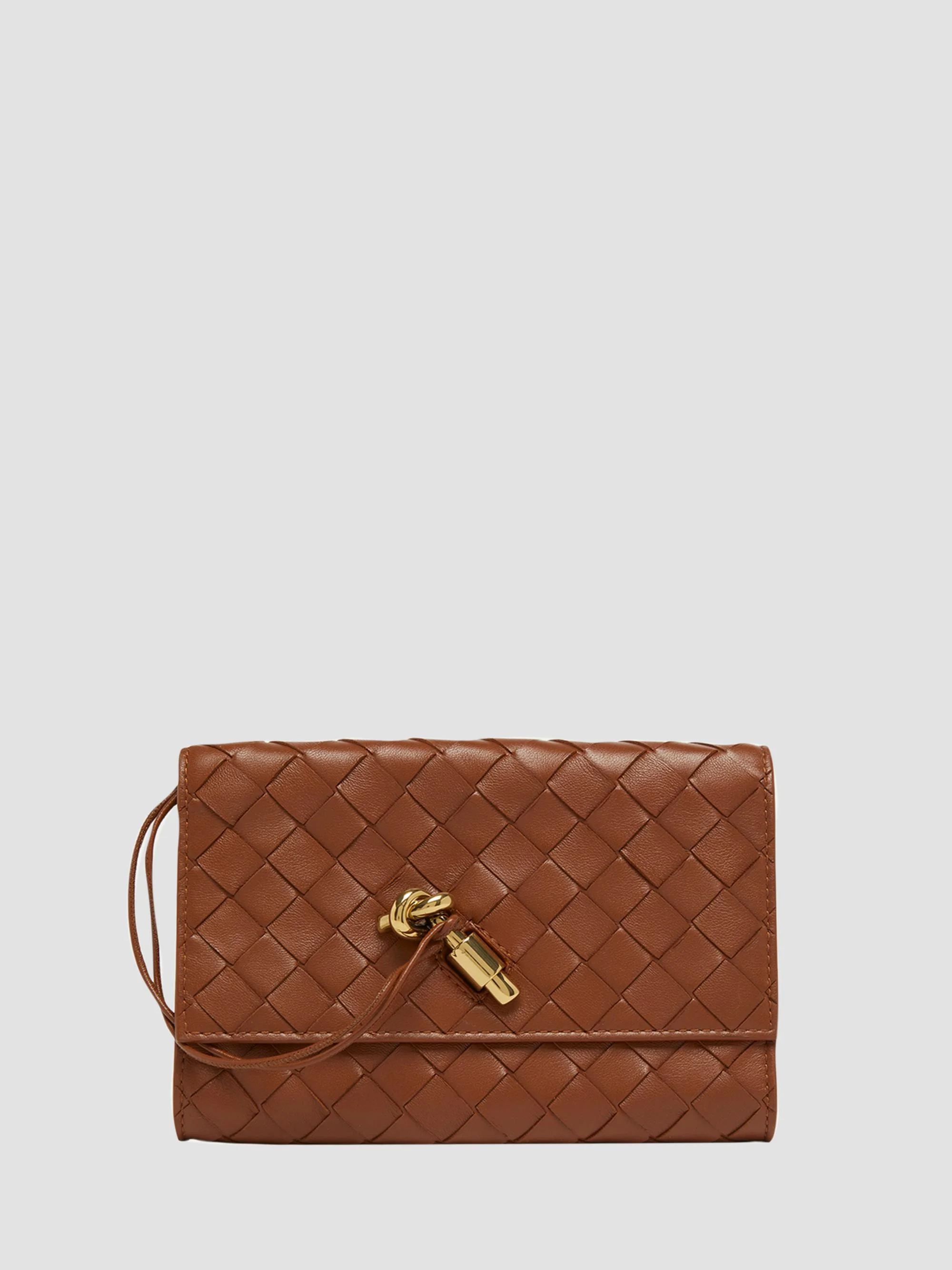 Women's Andiamo Intrecciato Leather Shoulder Bag - Tannin Muse Brass - 1