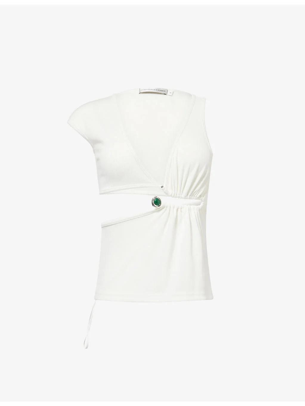Droplet Crystal Ruched Stretch-Jersey Tank Top - 1