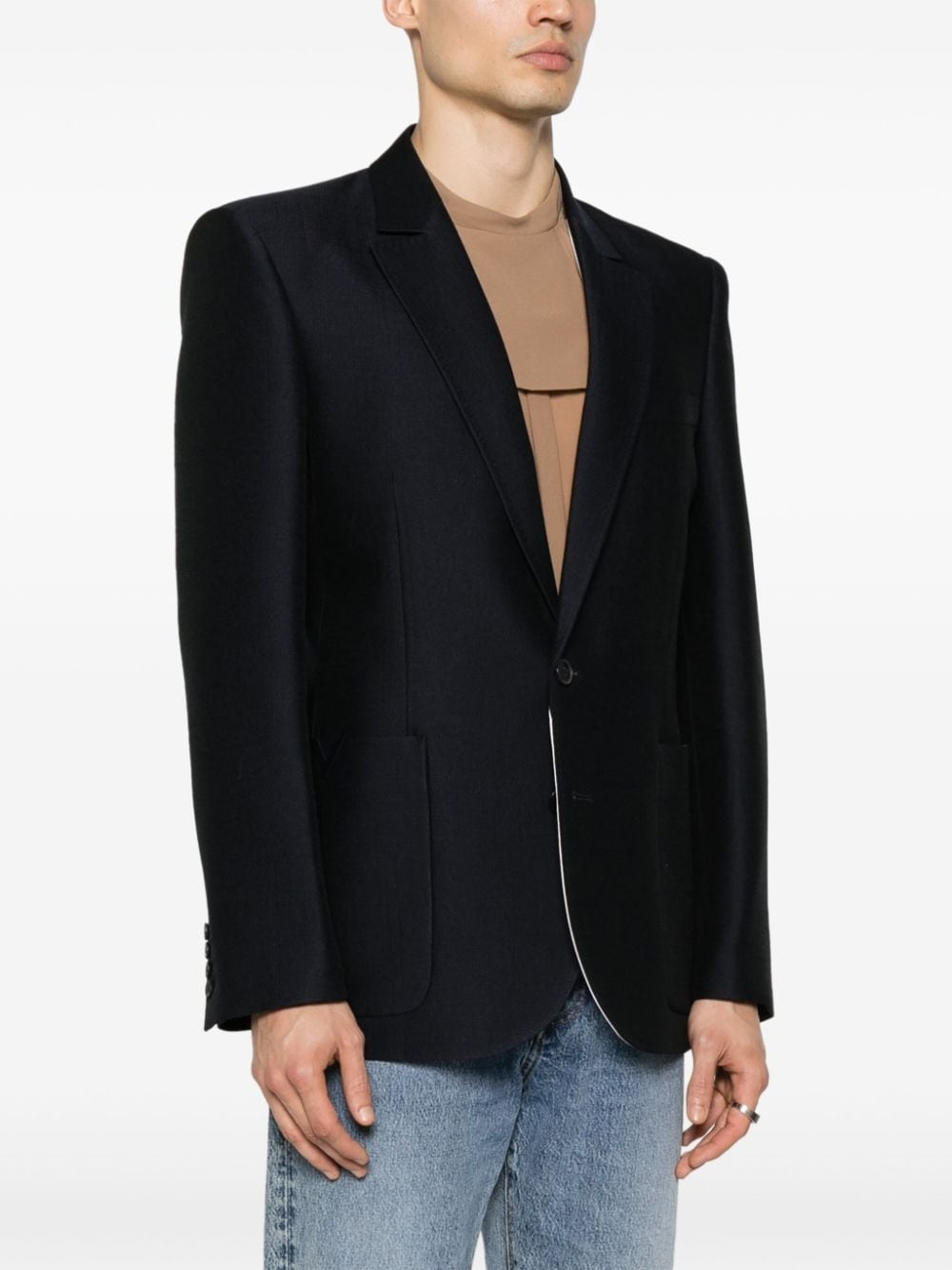 appliquÃ©-logo single-breasted blazer - 3