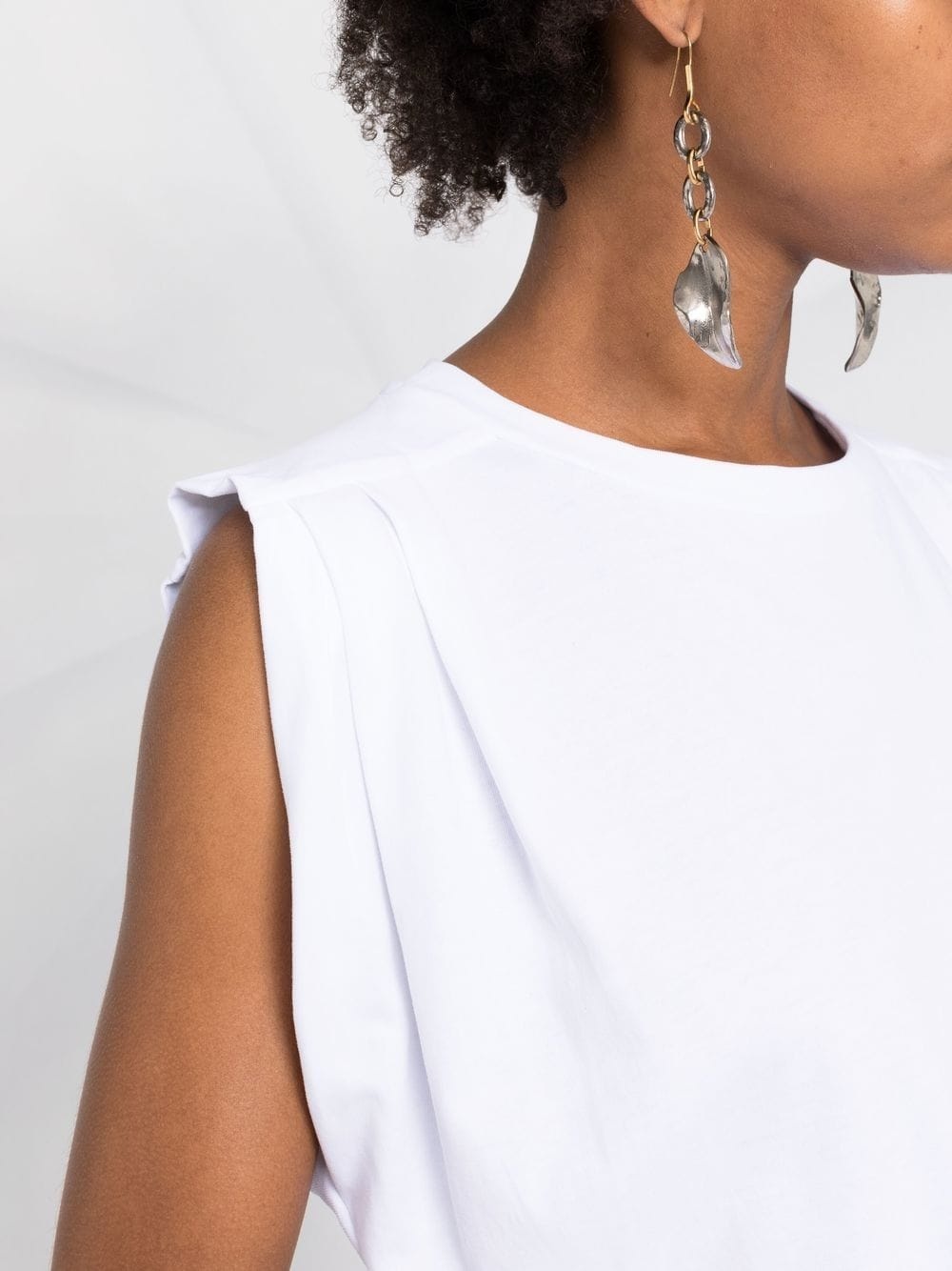 ruched-sleeve cotton T-shirt - 3