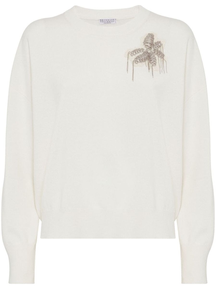 Brunello Cucinelli Cashmere Sweater With Embroidery - 1