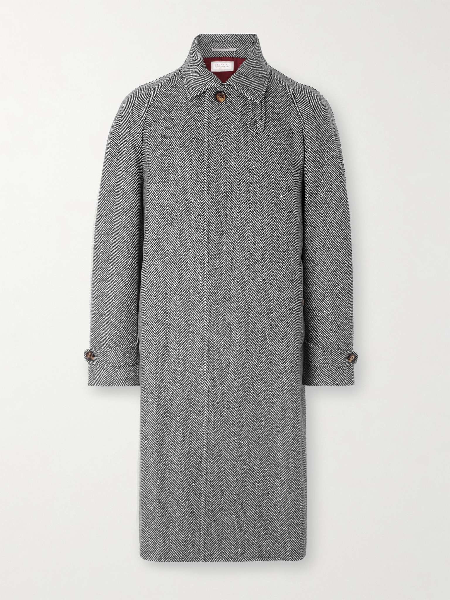 Herringbone Wool, Silk and Cashmere-Blend Coat - 1