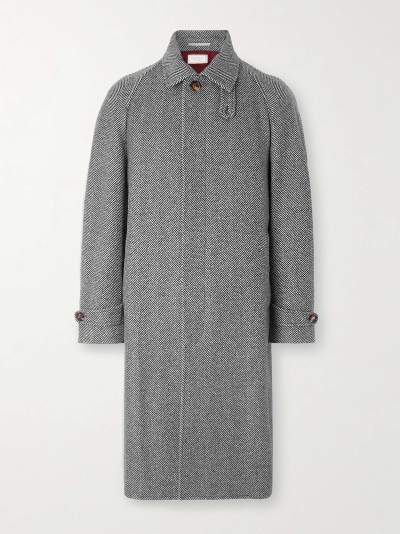 Herringbone Wool, Silk and Cashmere-Blend Coat 1