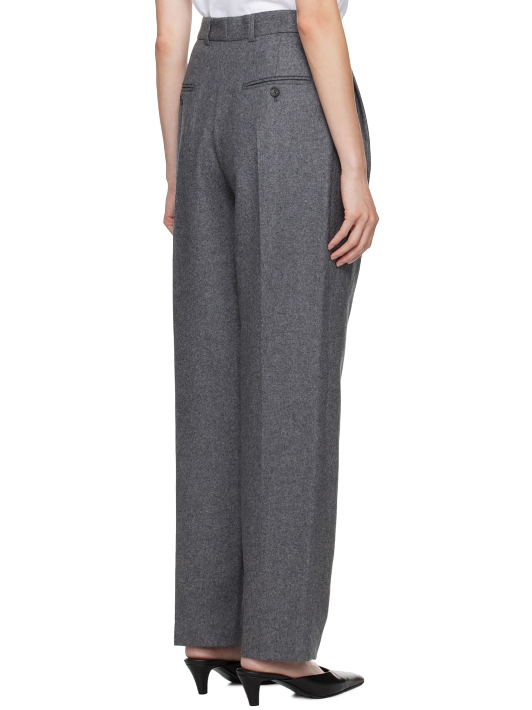 Gray Double-Pleated Trousers - 3