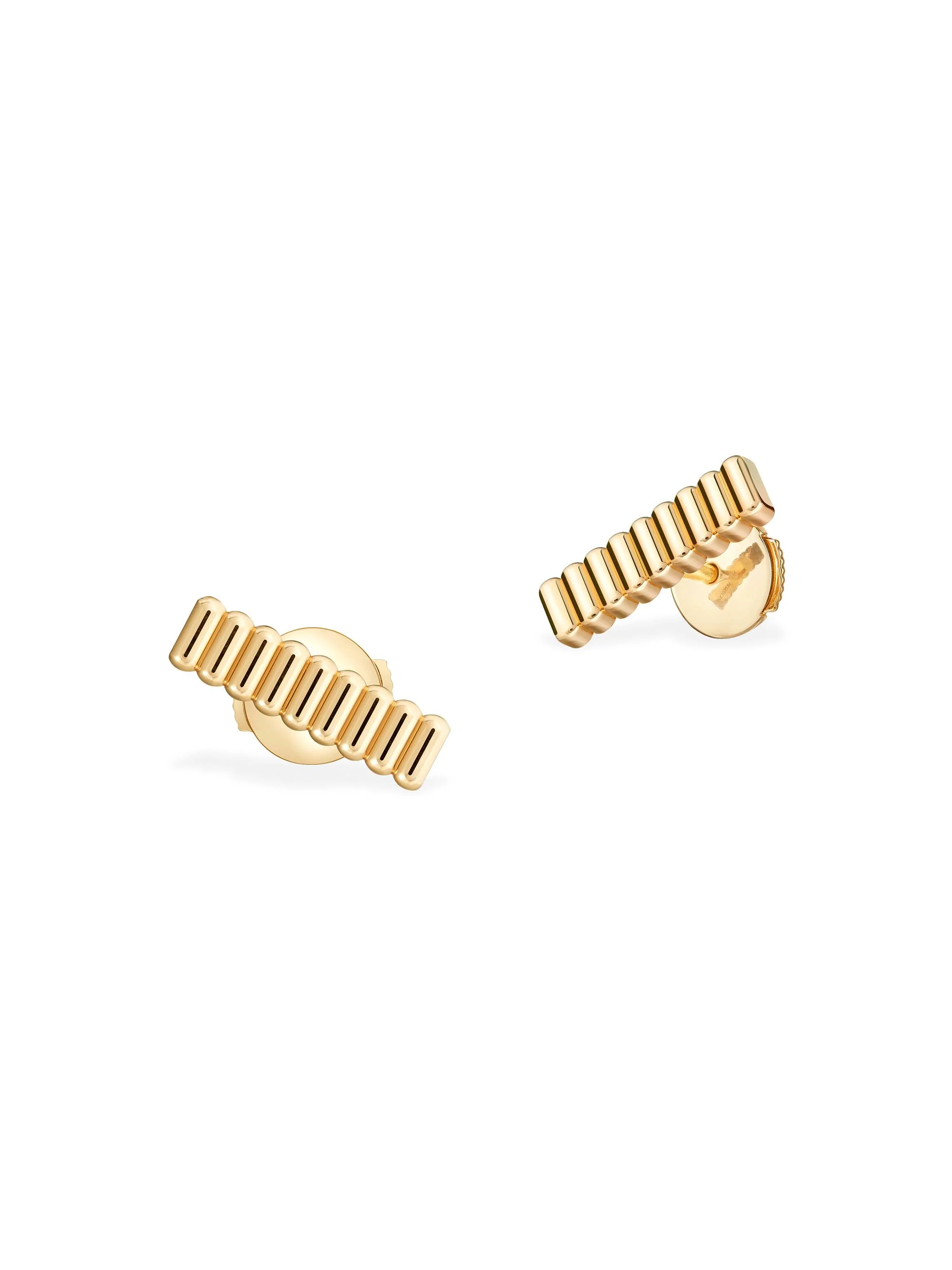 Women's Quatre 18K Yellow Gold Grosgrain Stud Earrings - Yellow Gold - 1