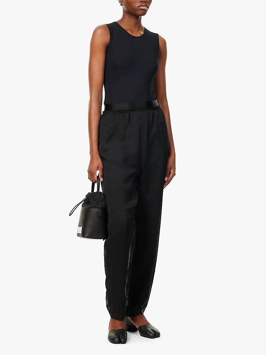 Round-neck short-sleeve stretch-woven bodysuit - 2
