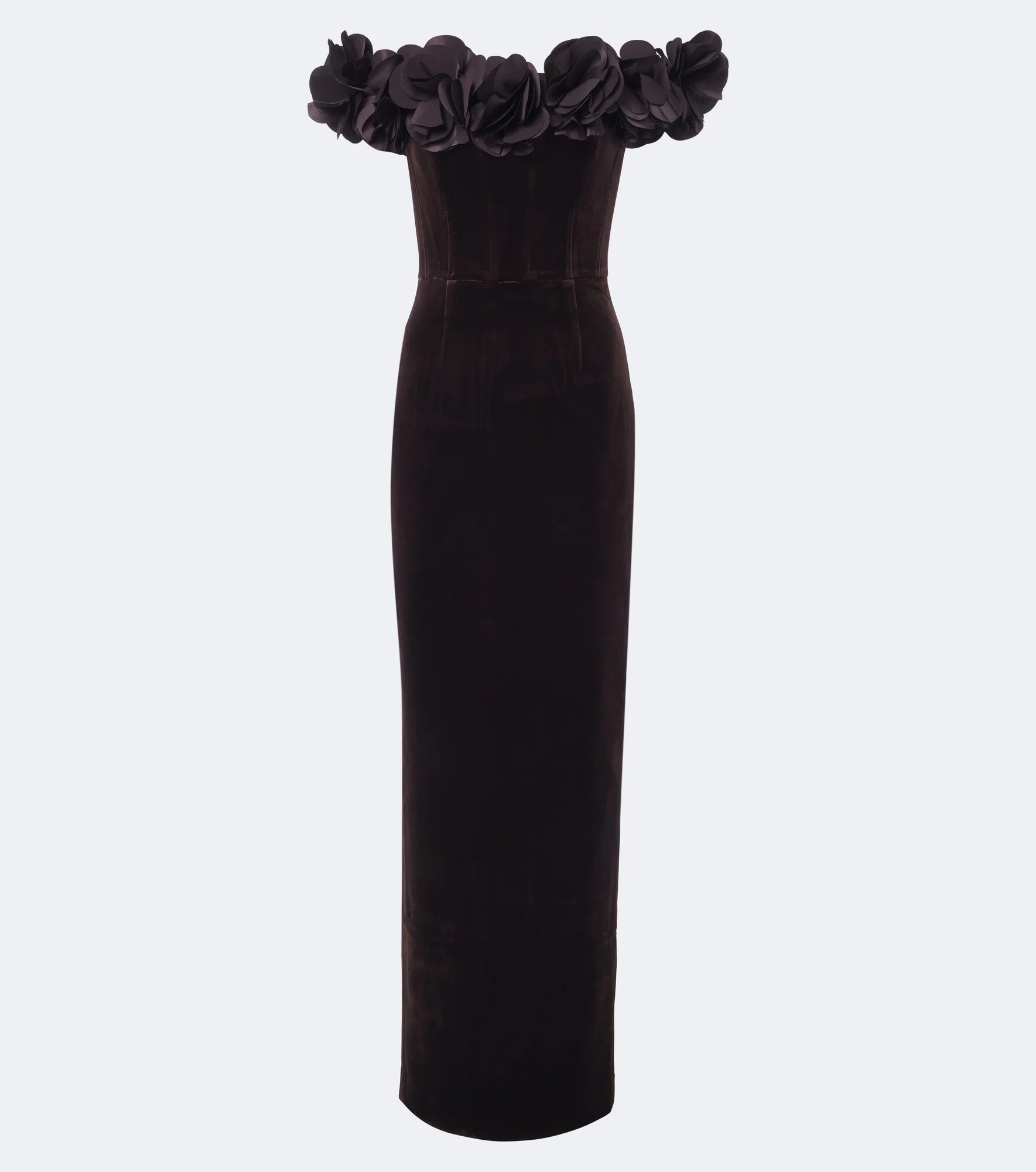 Charles off-shoulder velvet bustier gown - 1