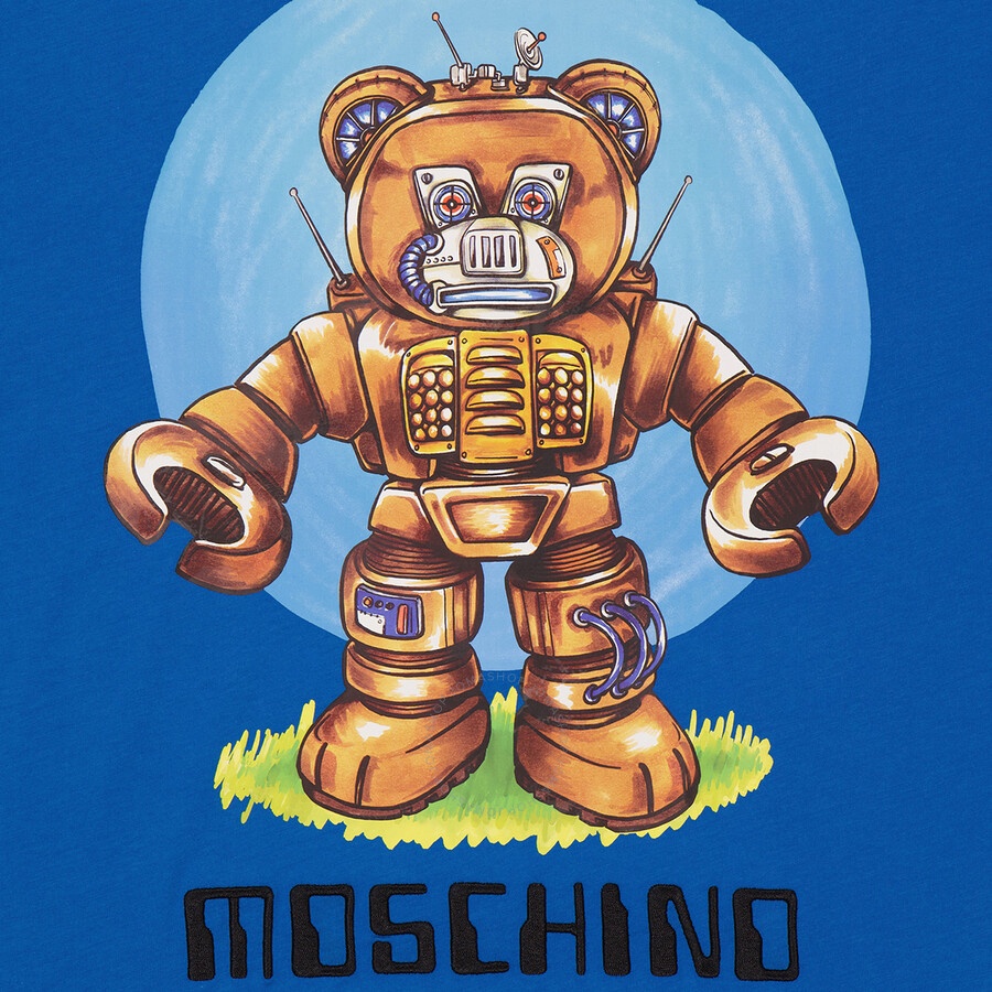 Moschino Blue Cotton Robot Bear T-Shirt - 6