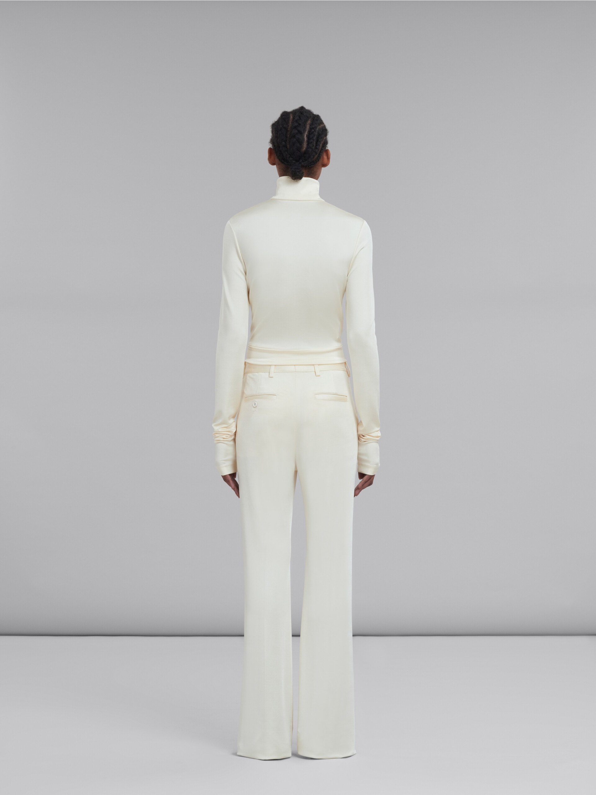 WHITE STRETCH JERSEY TROUSERS - 3
