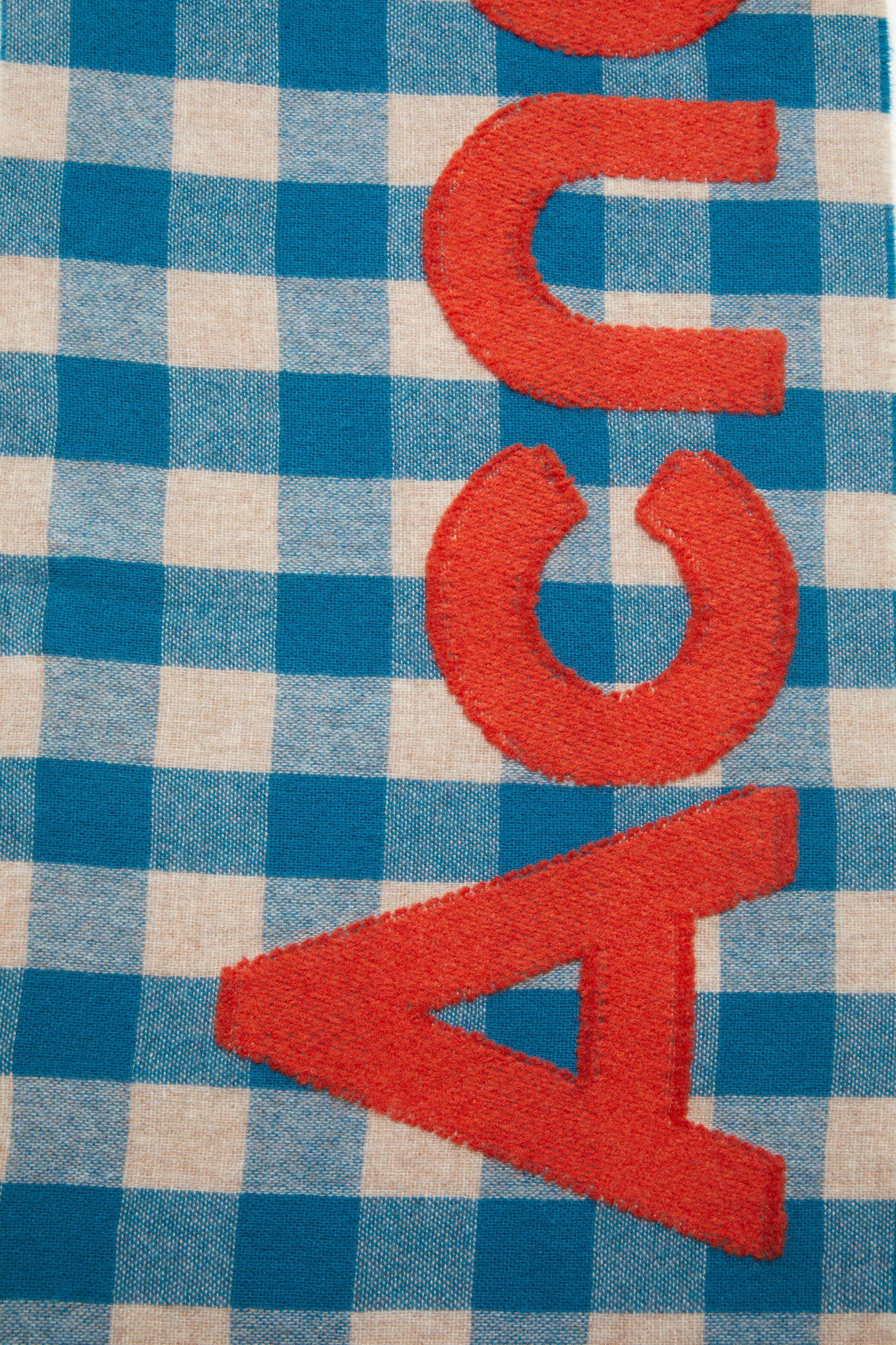 Check logo scarf - Turquoise blue/orange - 4