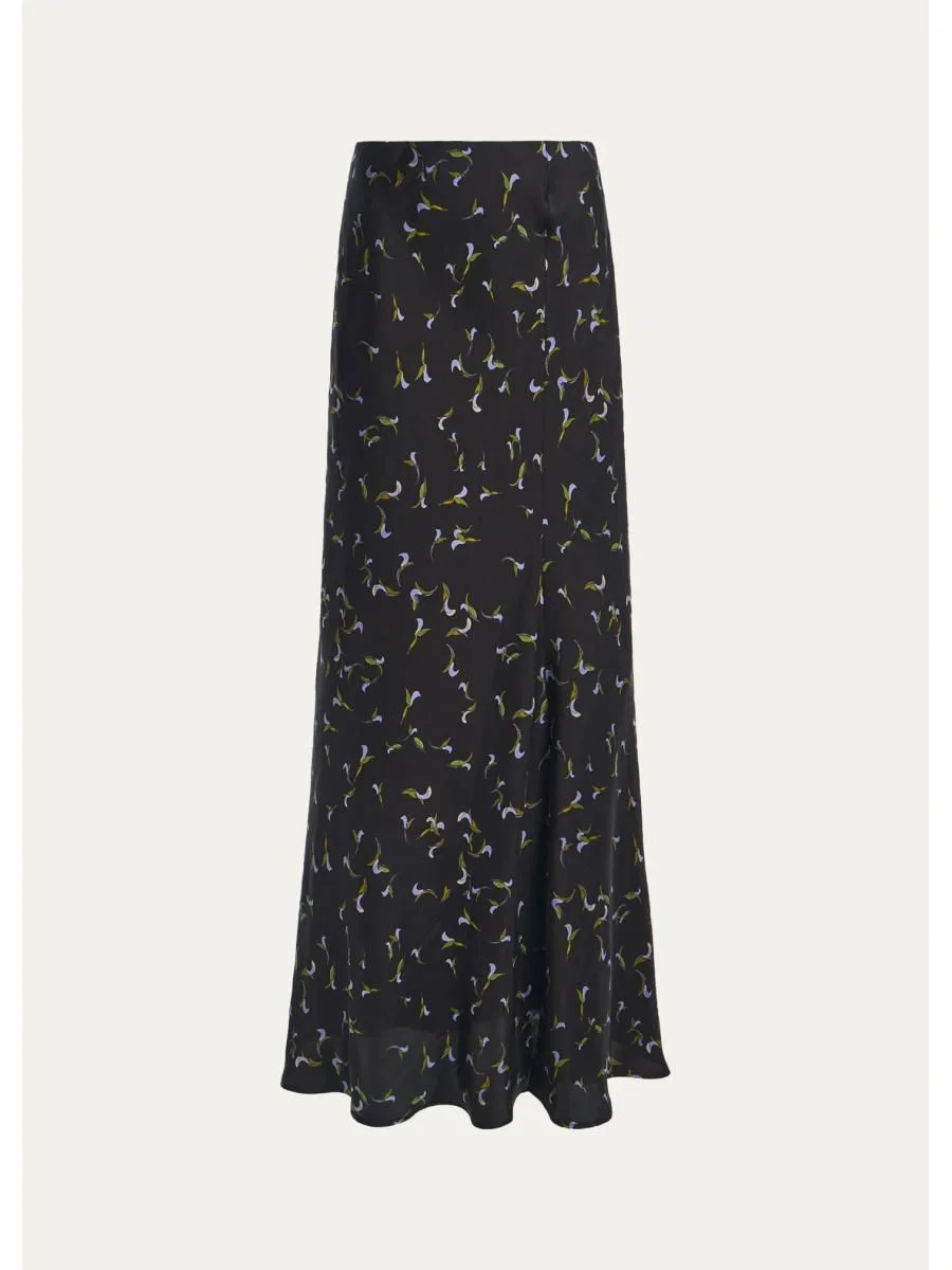 Casey Abstract-Print Silk Midi Skirt - 1