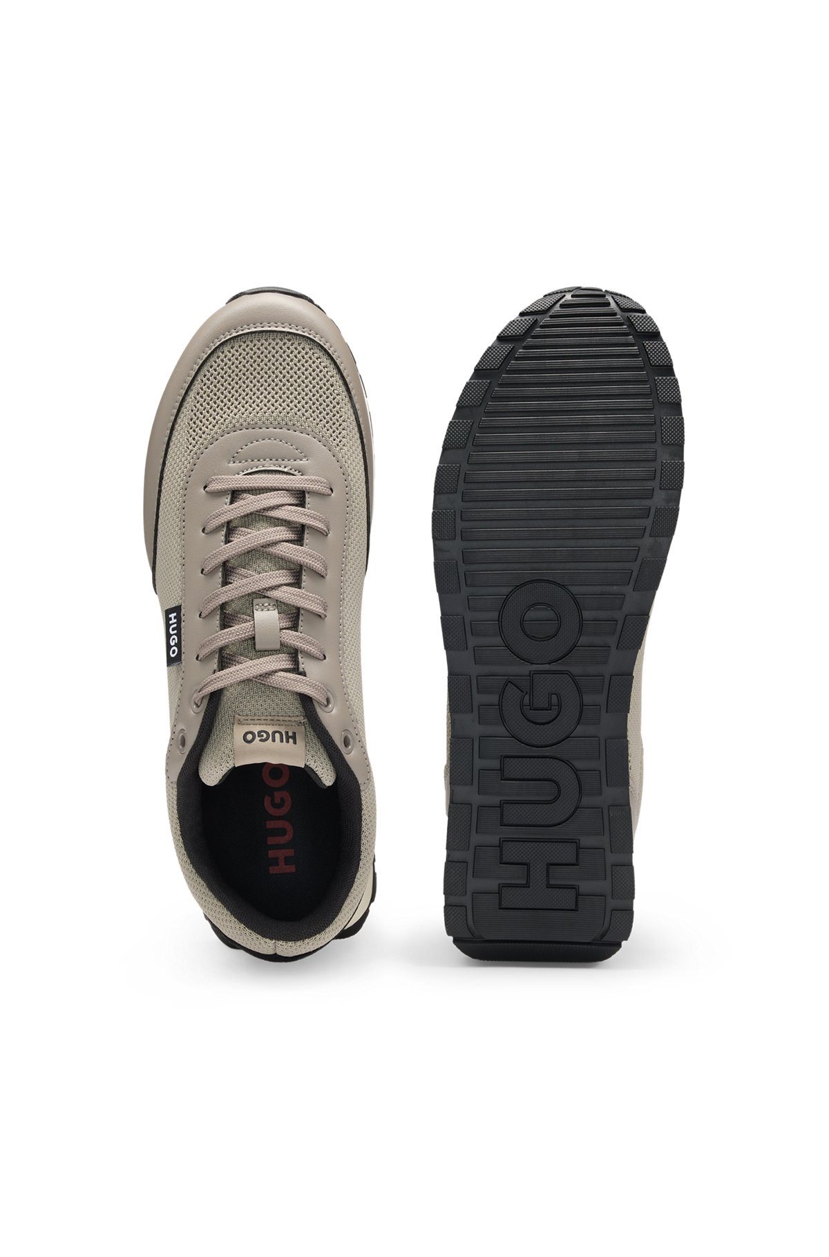 KNIT-EFFECT TRAINERS WITH FAUX-LEATHER TRIMS - 4