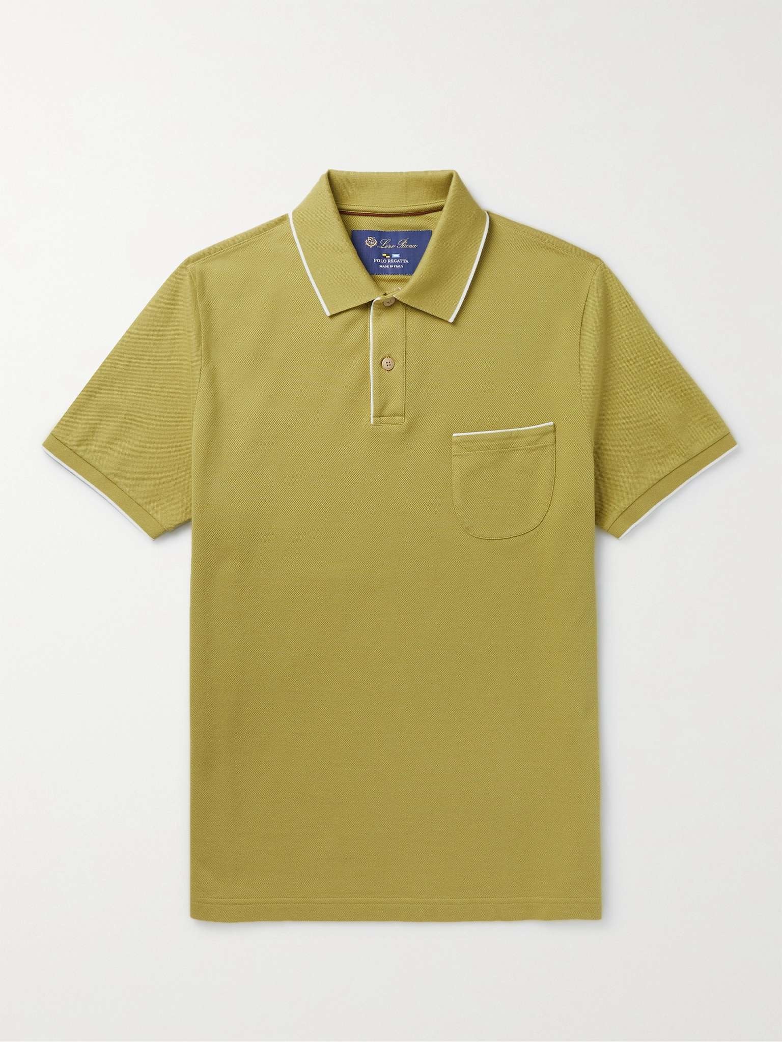 Contrast-Tipped Stretch-Cotton Piqué Polo Shirt - 1