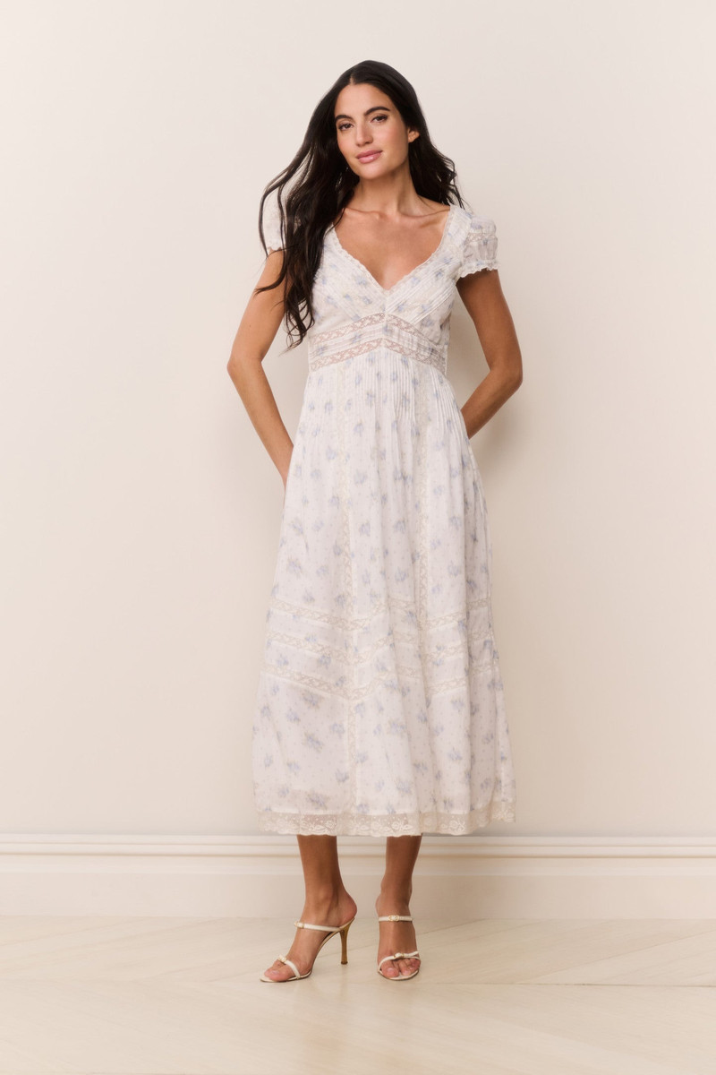 LoveShackFancy Suvi Floral Cotton Midi Dress outlook