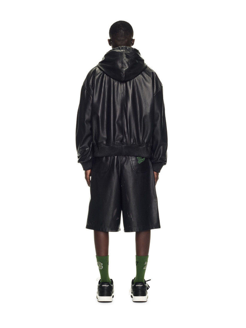 90s Logo Leather Mesh Hoodie 4