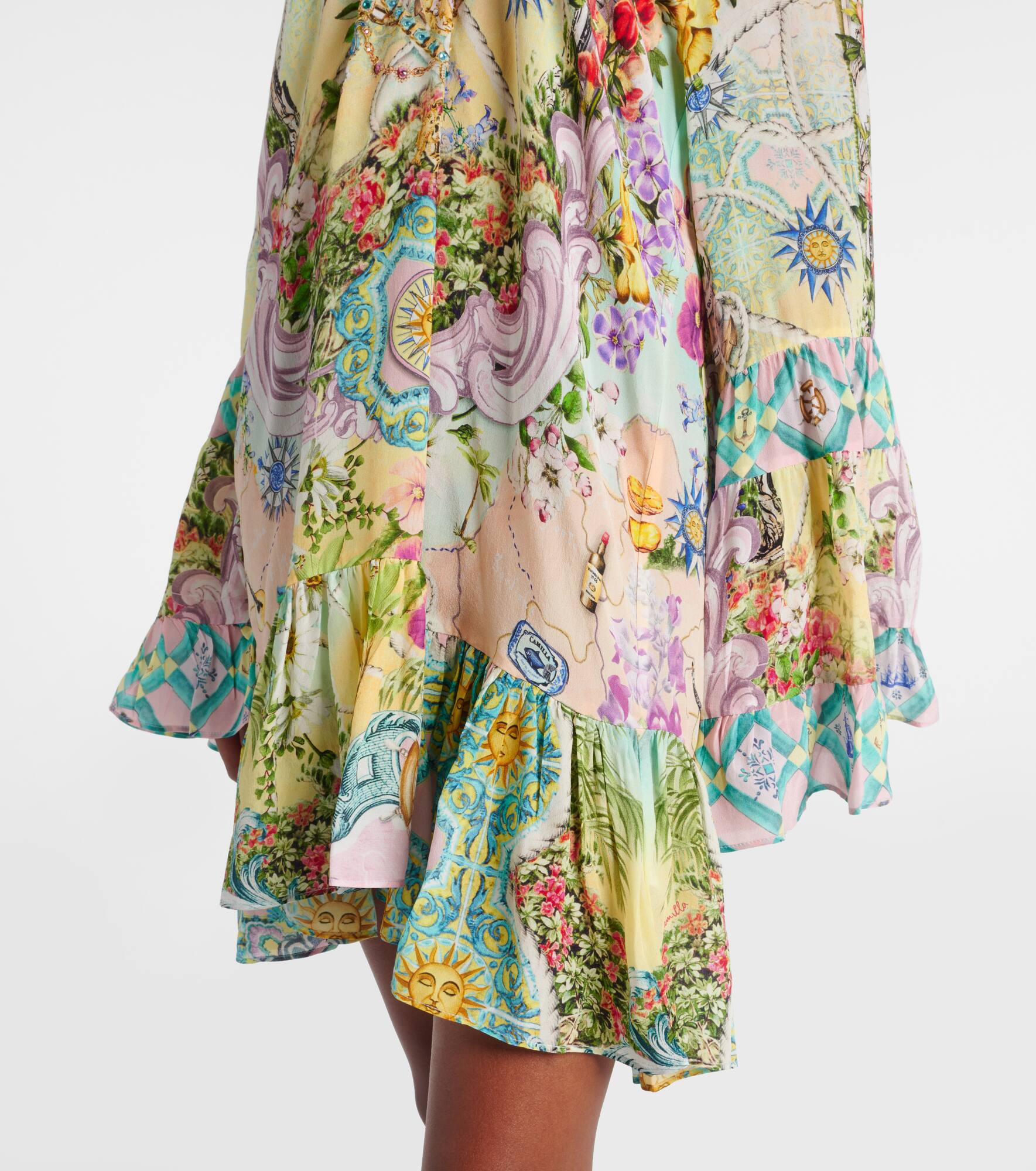 Embellished printed silk crêpe minidress - 5