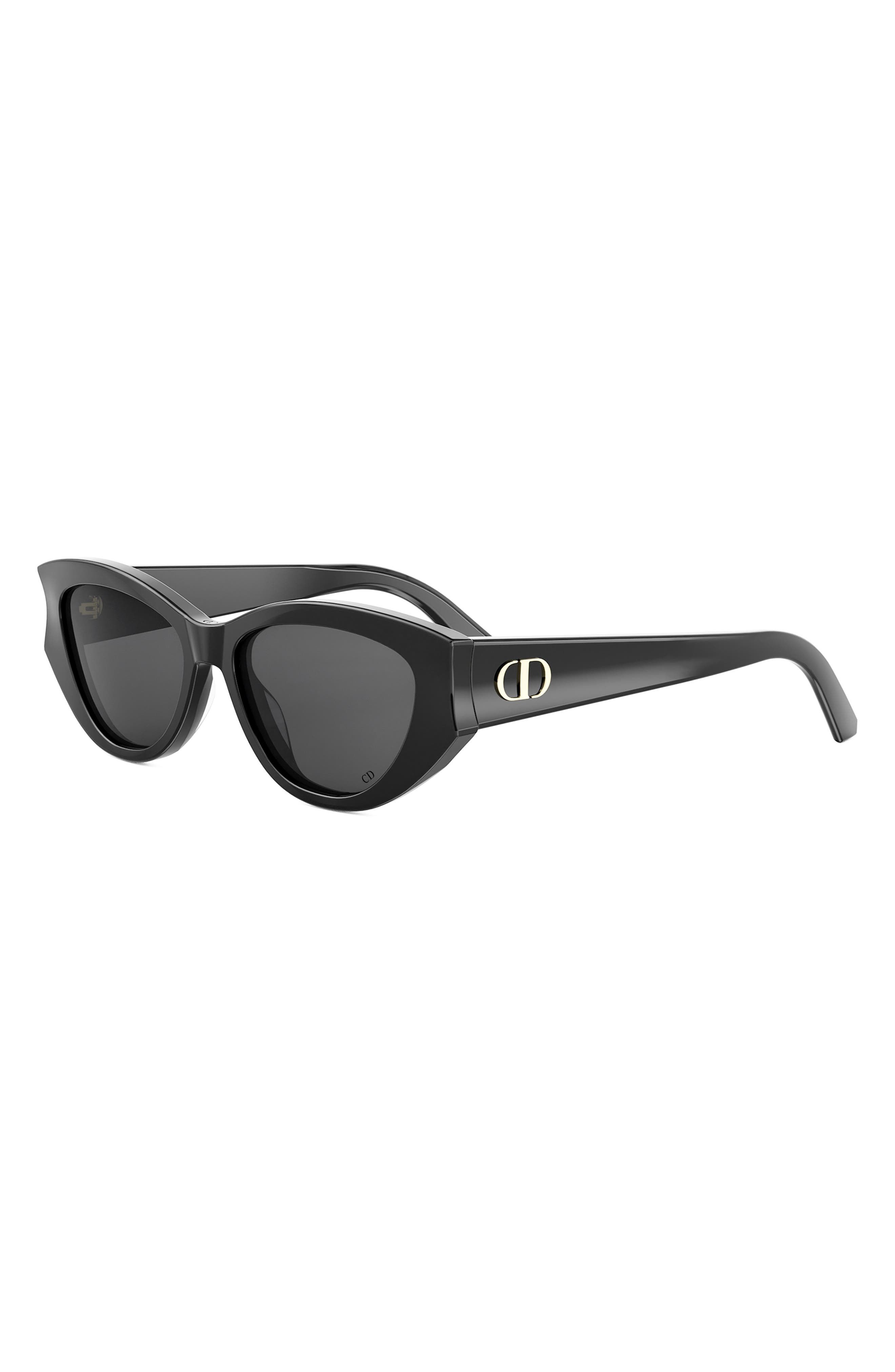 'DiorGlow B1I 53mm Cat Eye Sunglasses in Shiny Black /Smoke at Nordstrom - 2