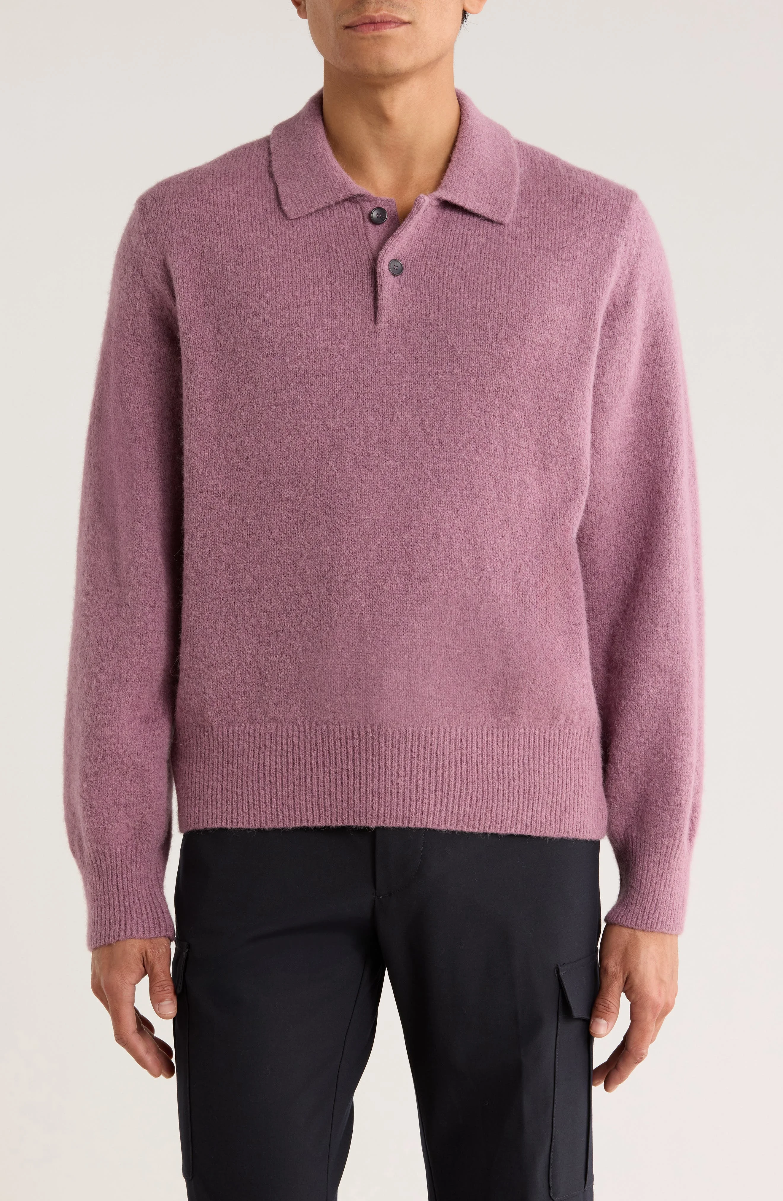 Corridor Brushed Baby Alpaca Blend Polo Sweater in Plum at Nordstrom - 1