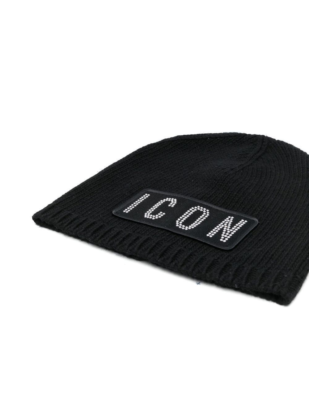 Icon-patch knitted beanie - 2