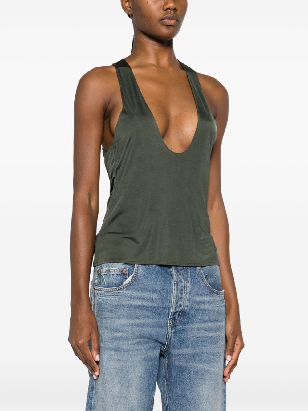 plunging U-neck sleeveless top - 3