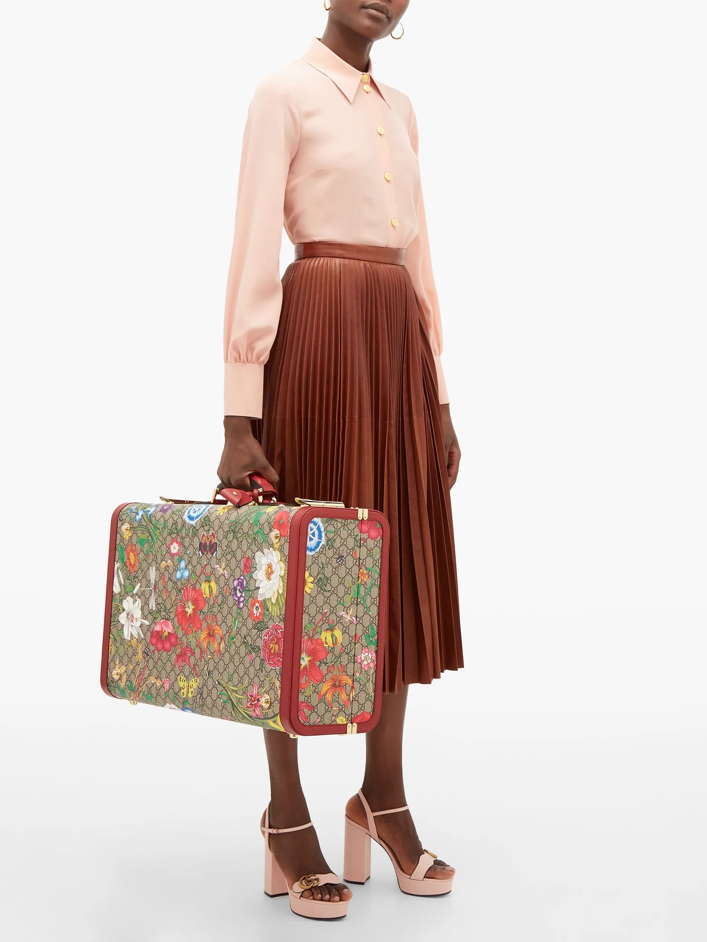 GG Flora coated canvas and leather suitcase - 2