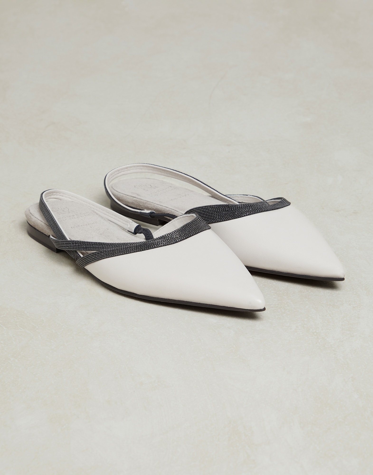 Nappa leather slingback flats with precious straps - 2