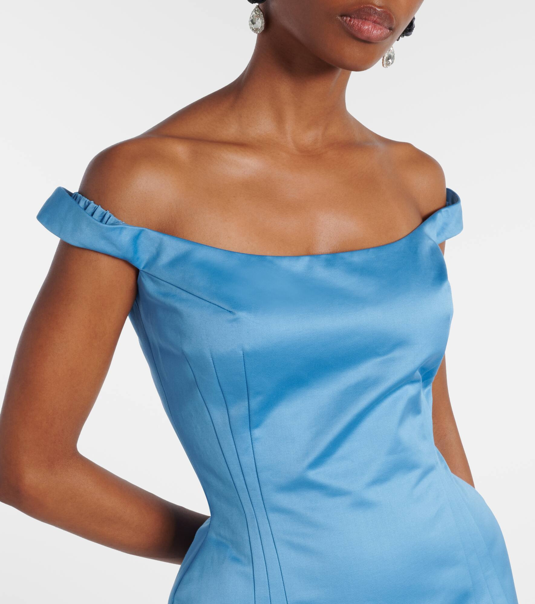 Off-shoulder cotton minidress - 4