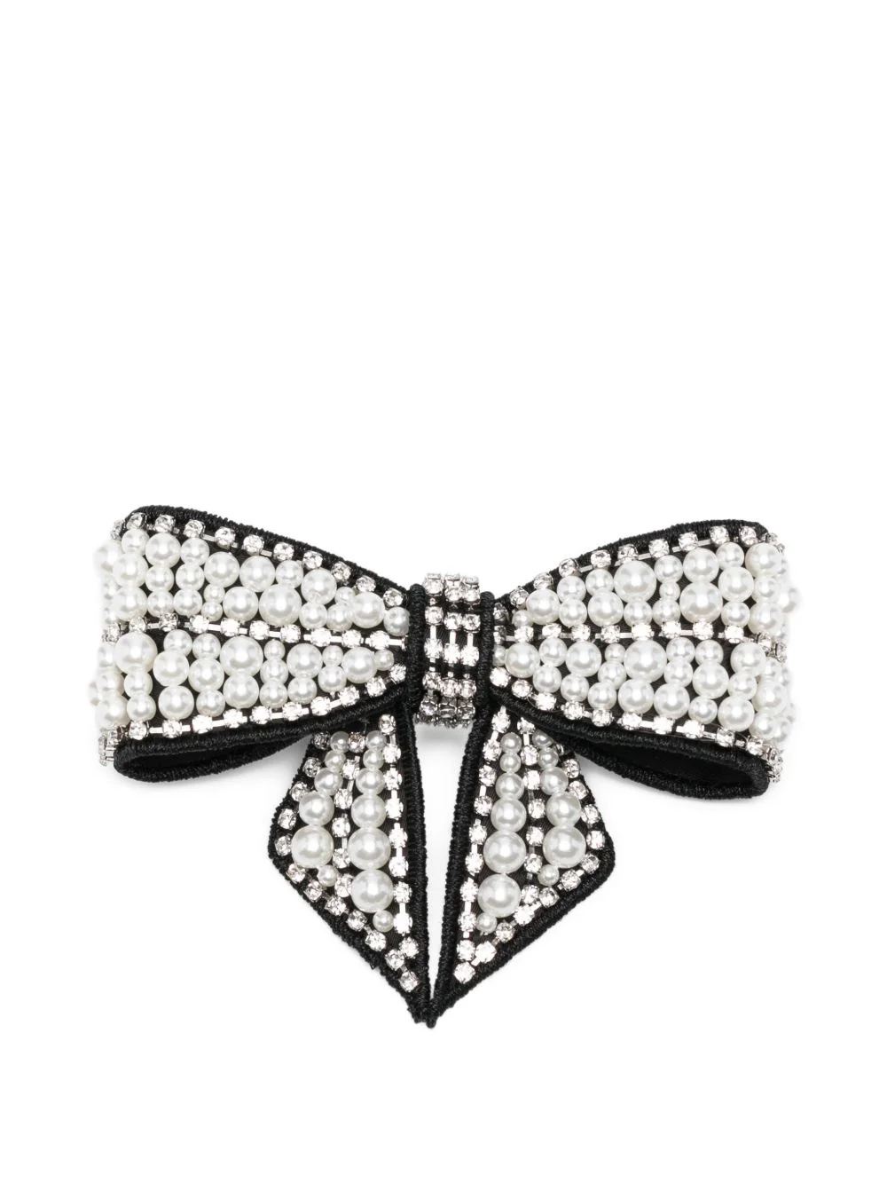 pearl embellished bow hair clip - 1
