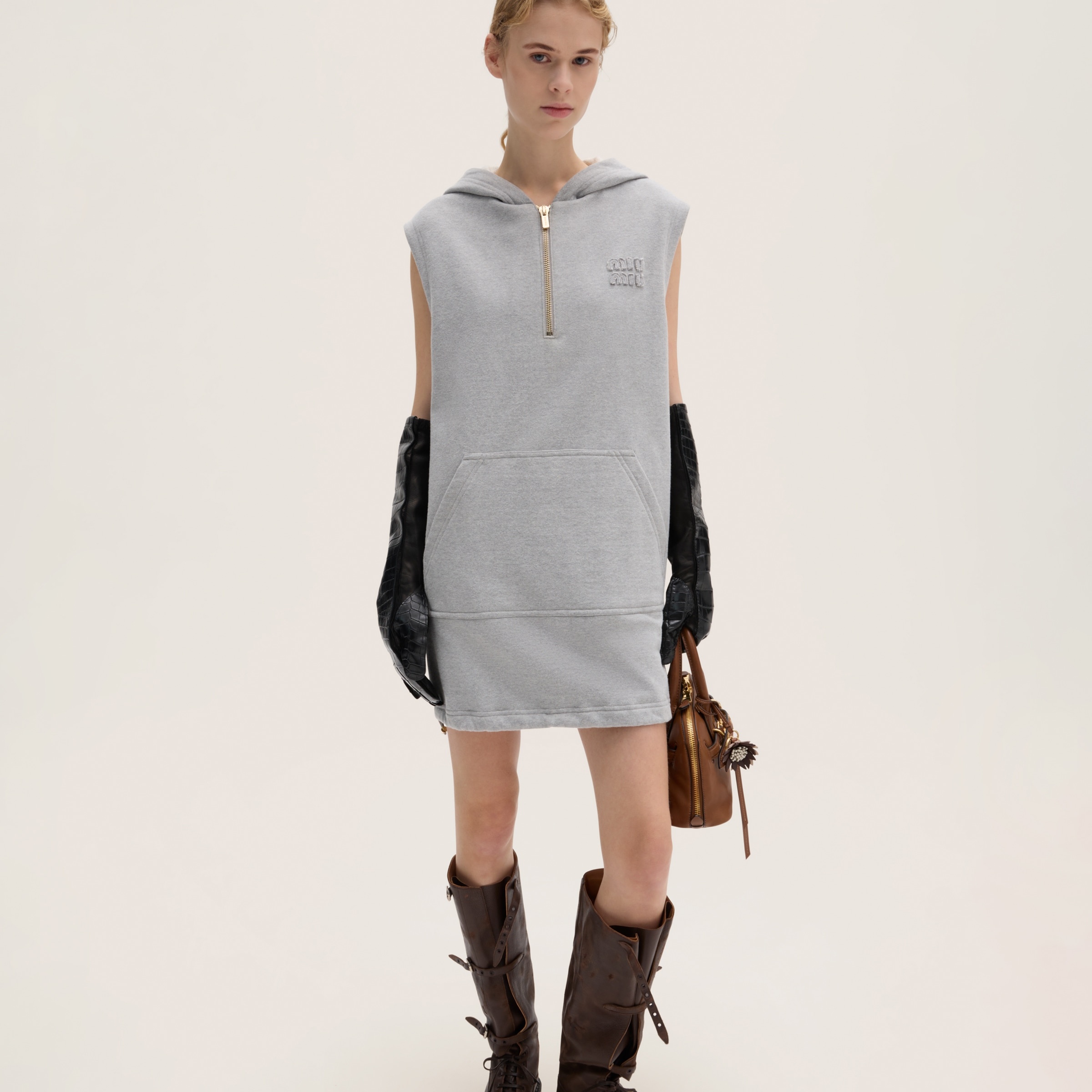 Cotton fleece hoodie dress - 2