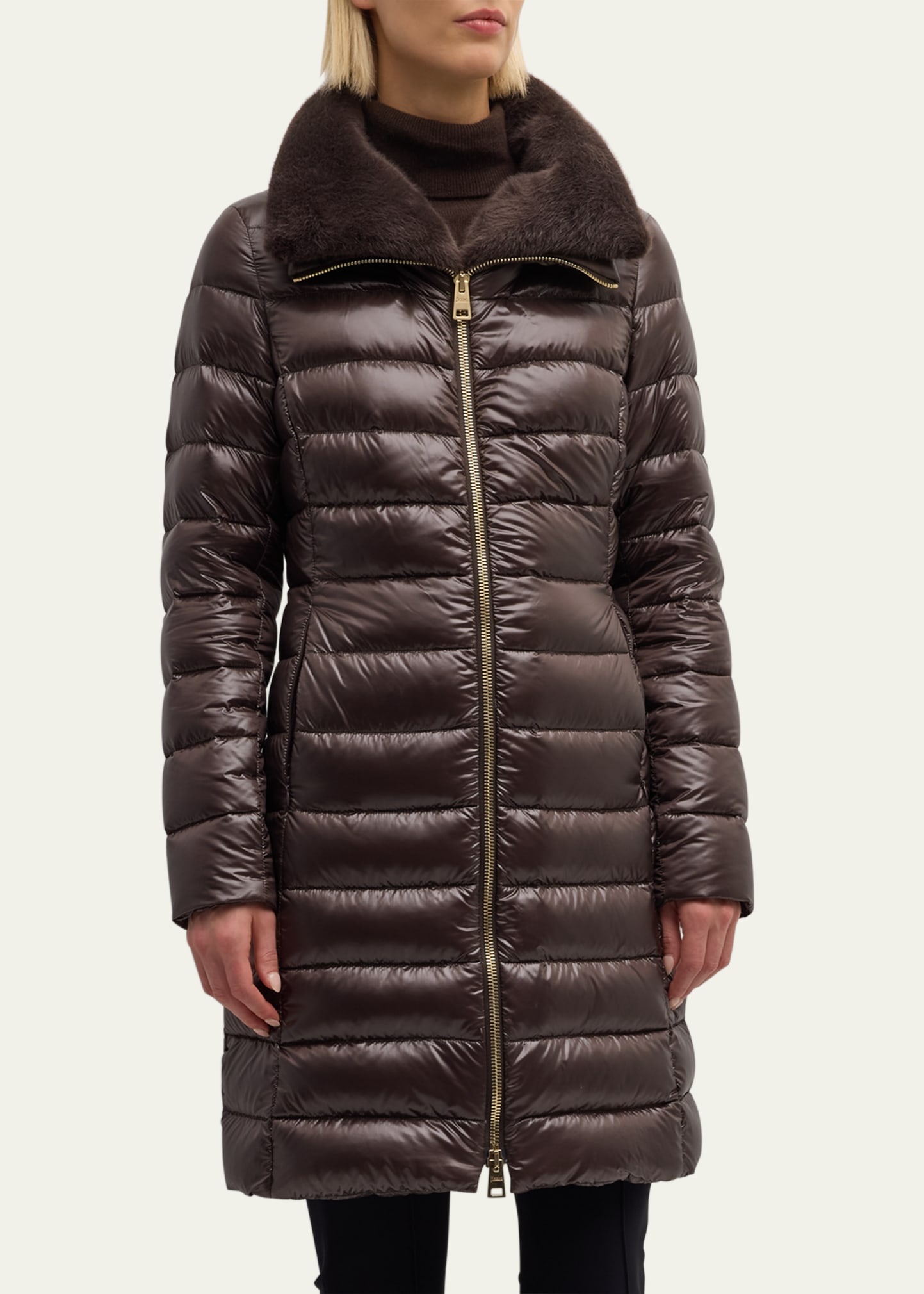 Faux Fur Ultralight Nylon Puffer Jacket - 4