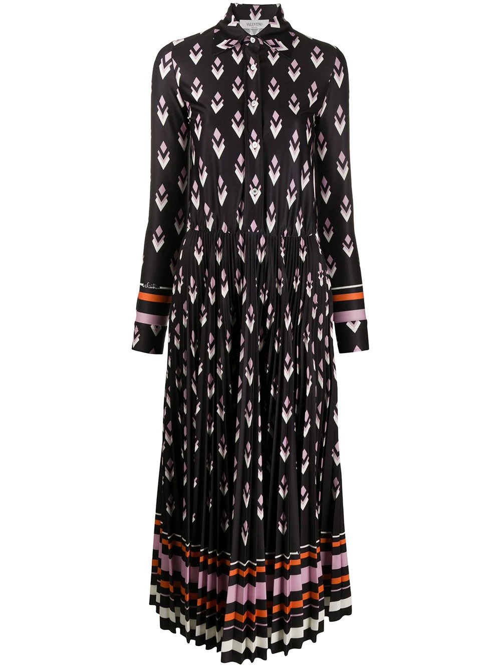 geometric-print pleated shirtdress - 1