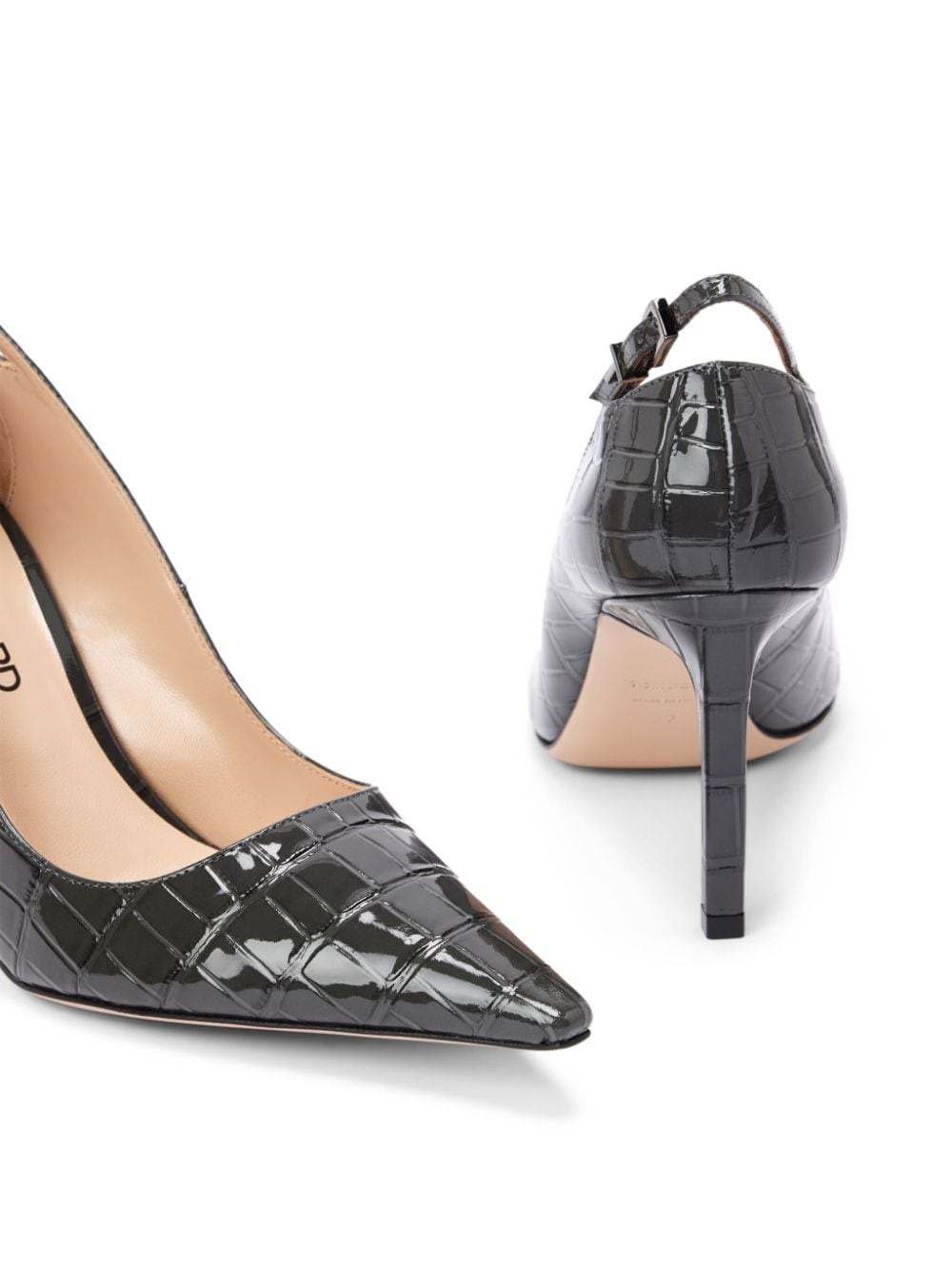 85mm Angelina croc-embossed leather pumps - 4