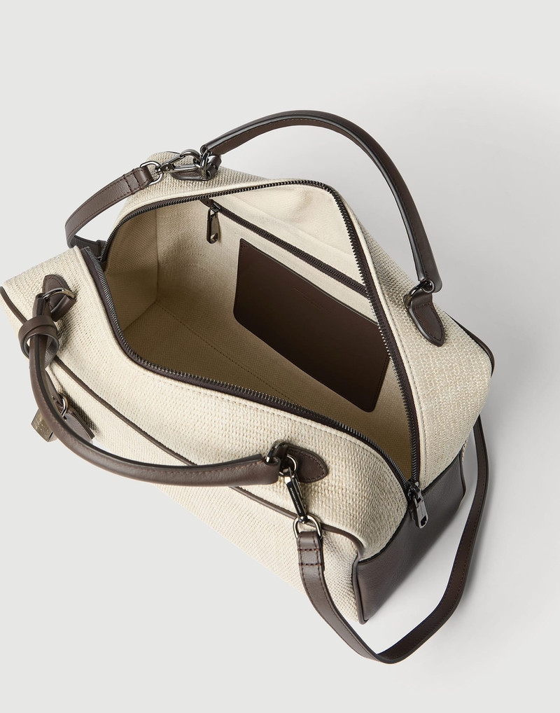 Explorer Boston bag in techno raffia and leather 5