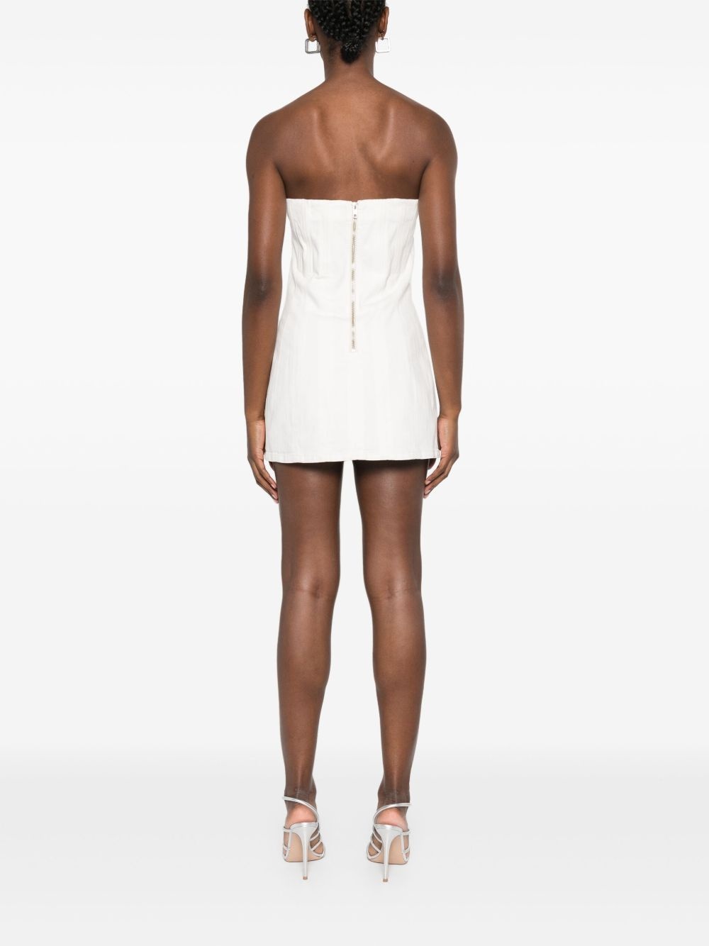 strapless denim mini dress - 4