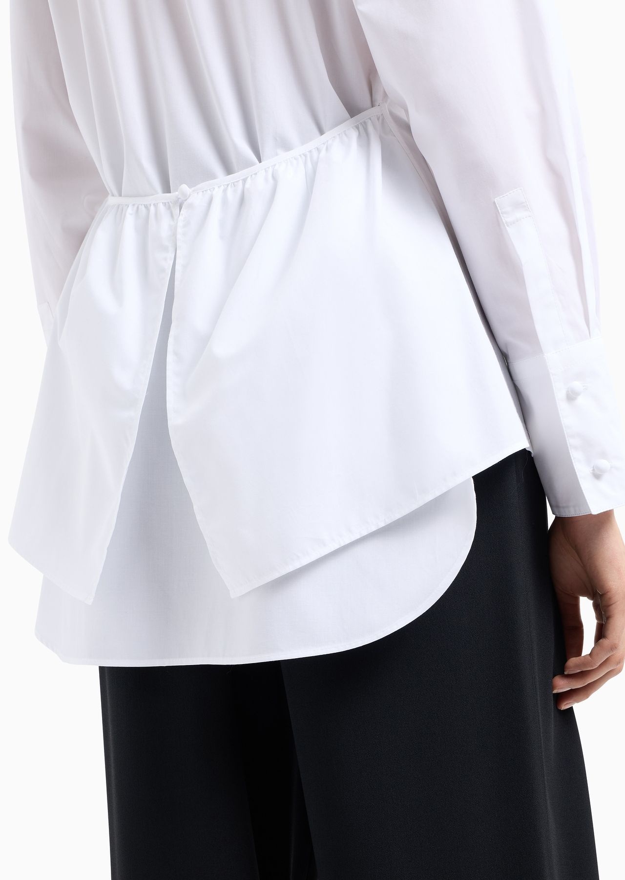 Poplin shirt with asymmetric hem and stretch peplum - 5