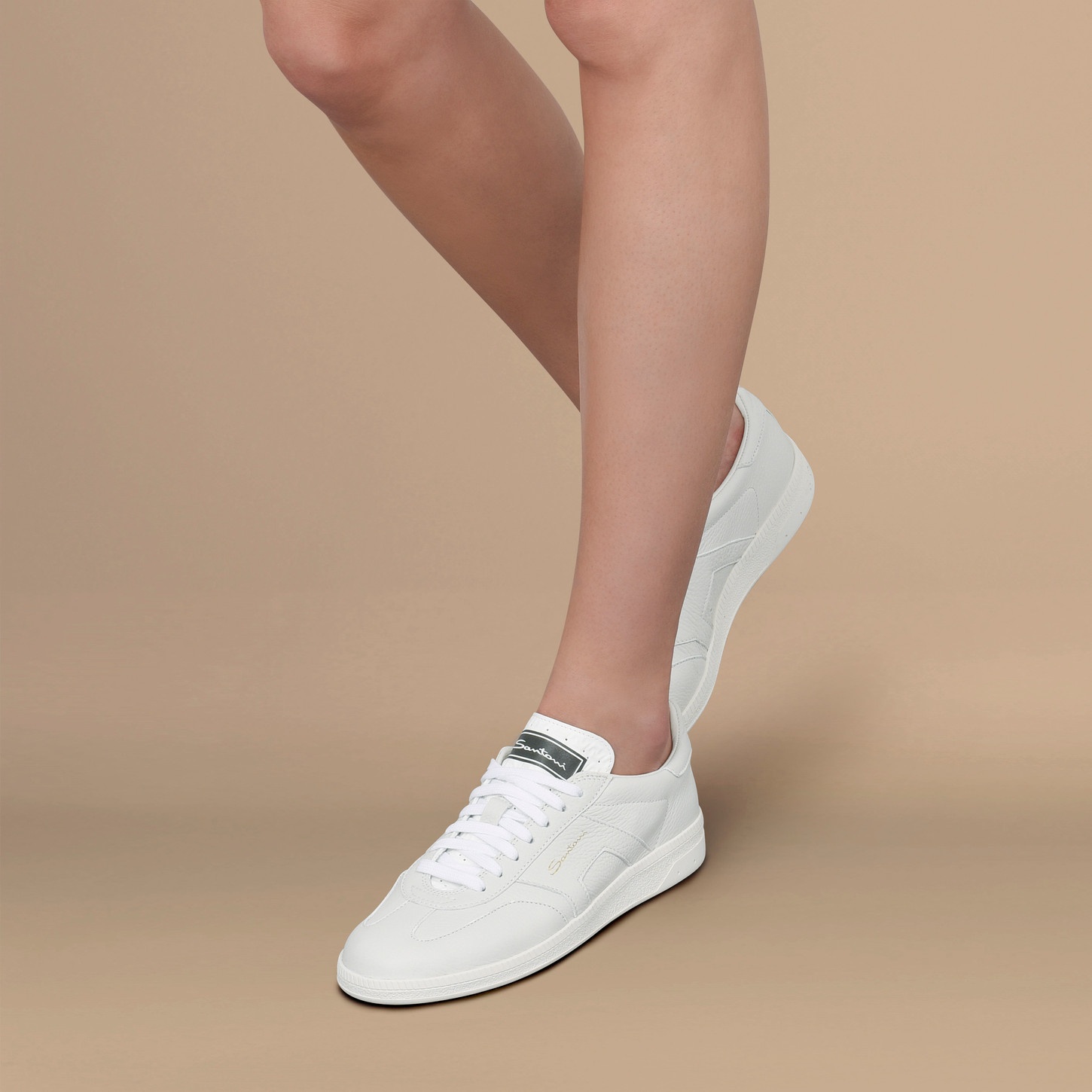 【SANTONI】DBS Olyレディーススニーカー Santoni Women's white leather DBS Oly sneaker | REVERSIBLE
